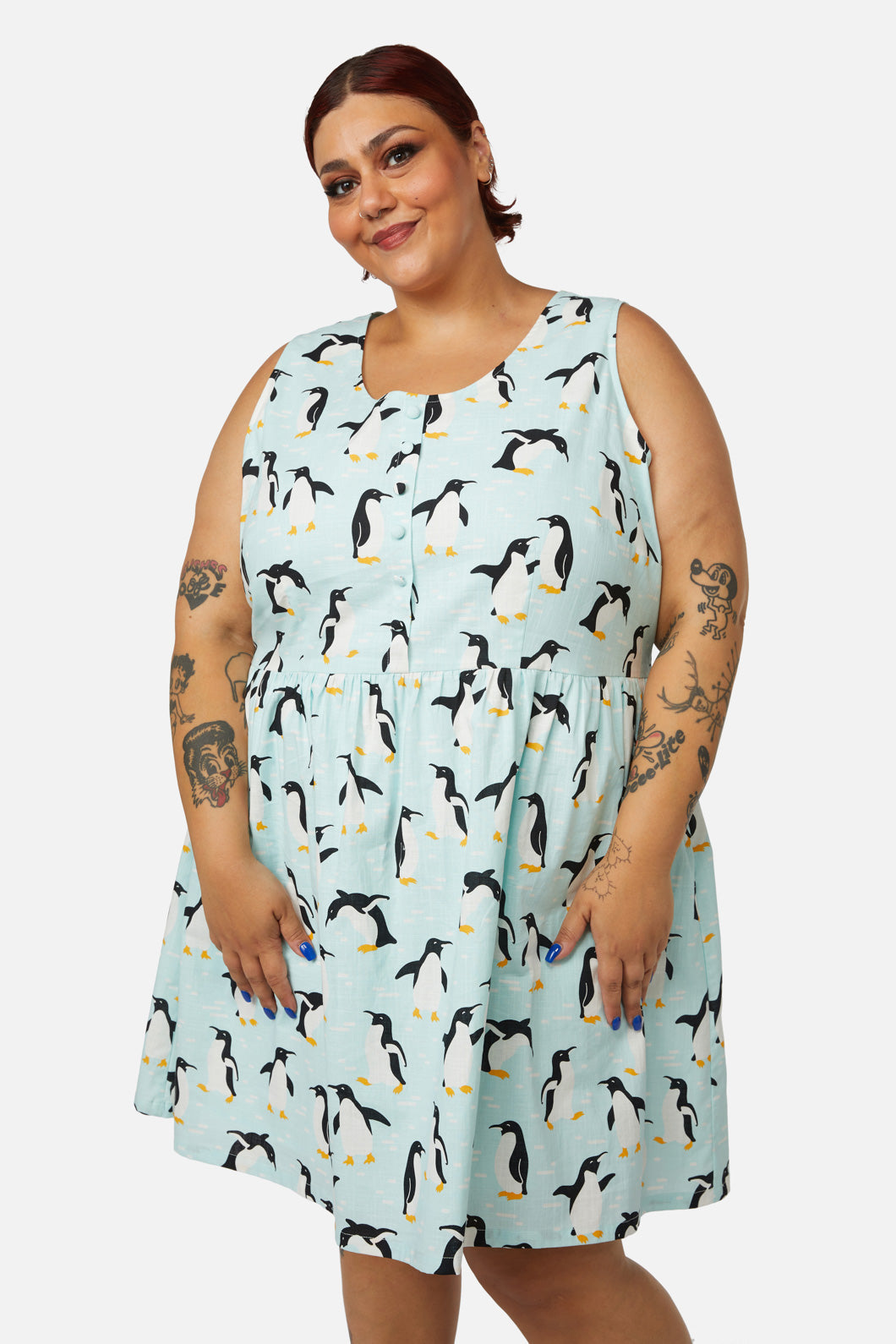 Dangerfield - Curve Penguin Dress - blue