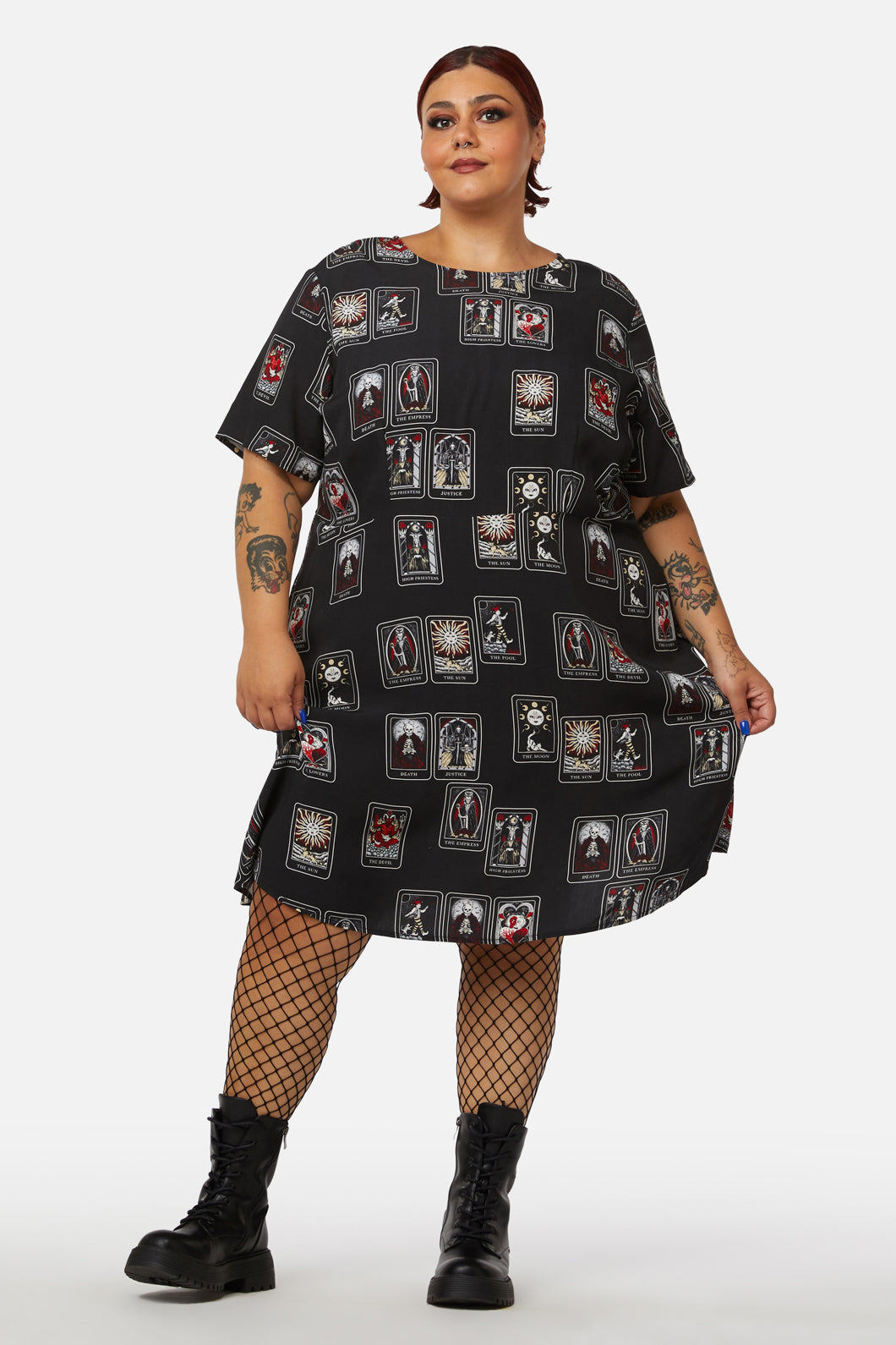 Dangerfield - Curve Tarot Spread Print Dress - black