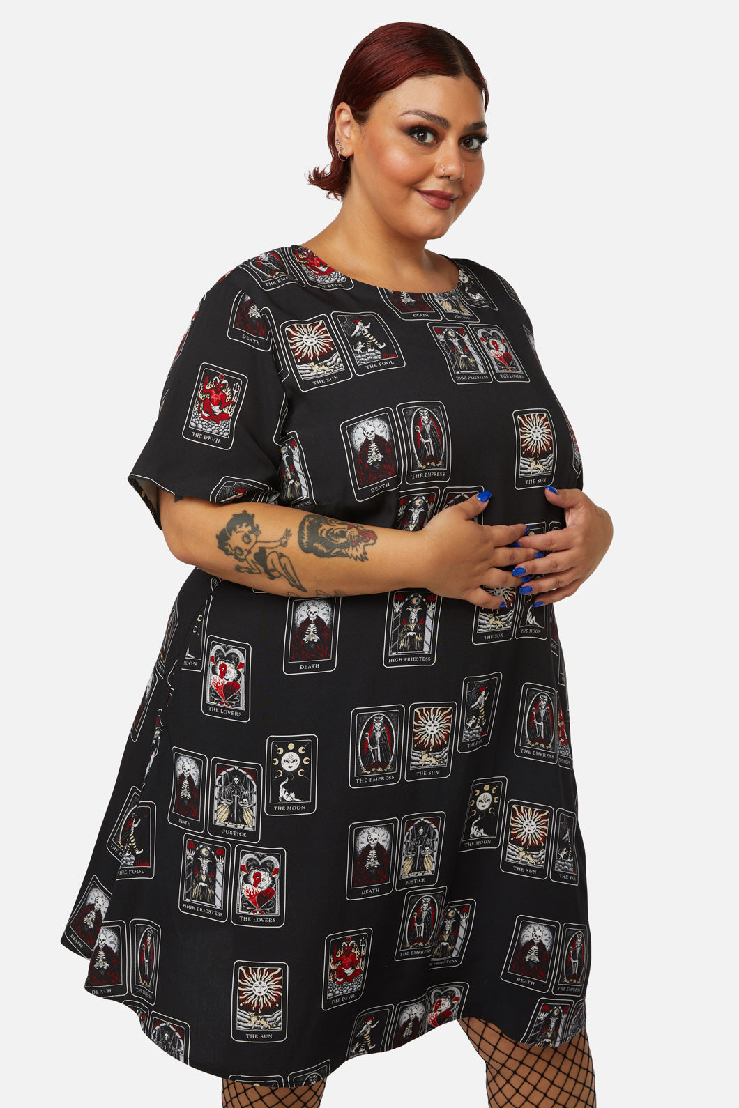 Dangerfield - Curve Tarot Spread Print Dress - black