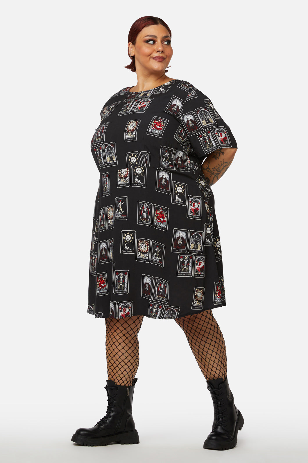 Dangerfield - Curve Tarot Spread Print Dress - black