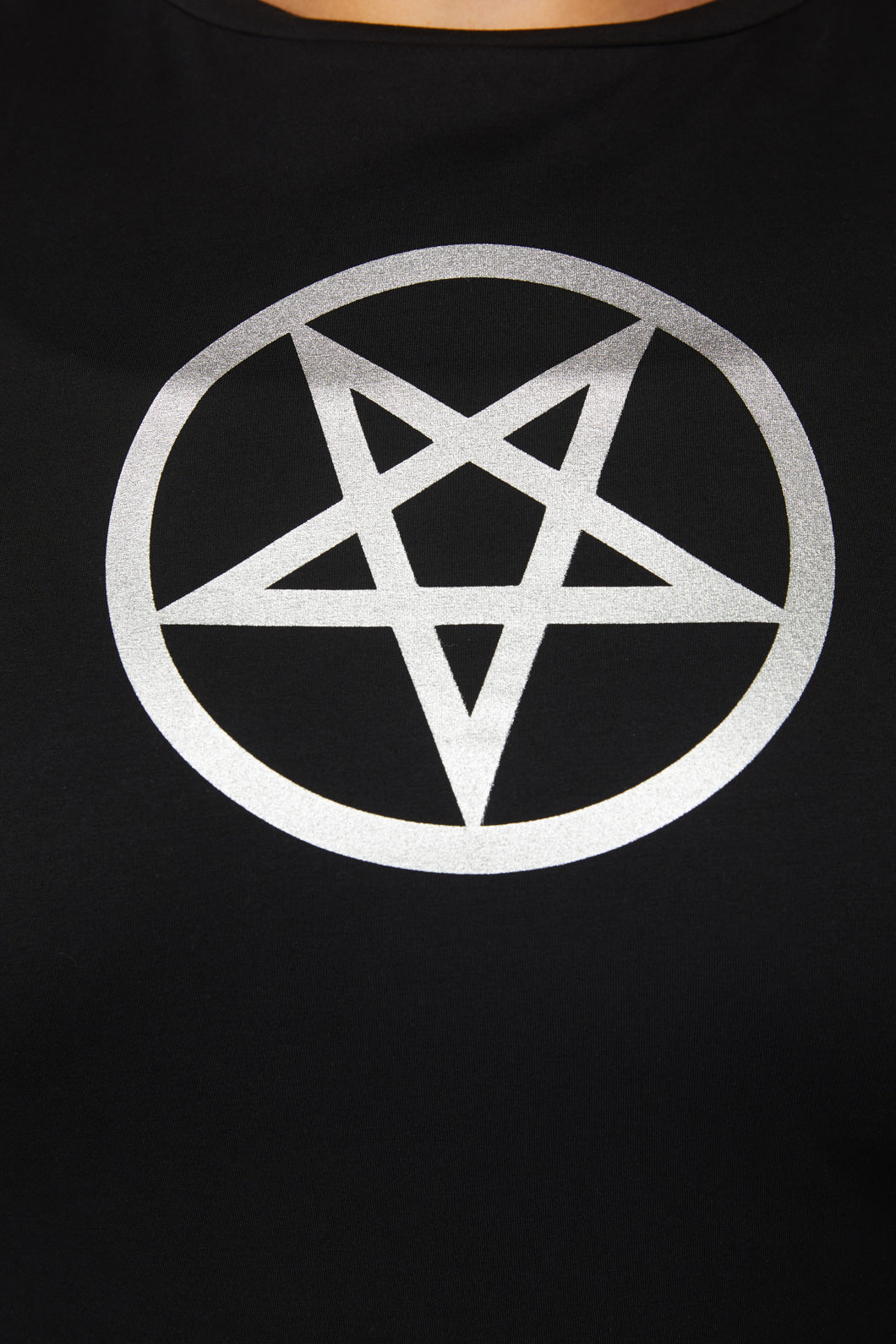 Dangerfield - Curve Pentagram Contrast Mesh Top - black