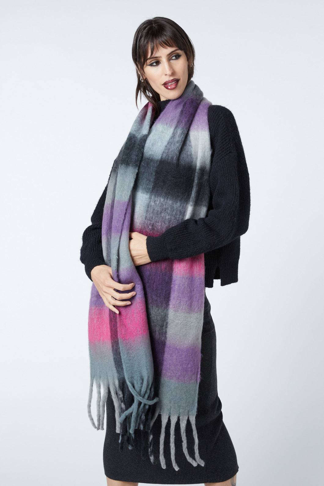 Dangerfield - Check Soft Scarf - purple