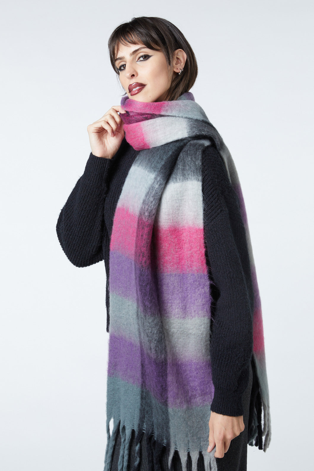 Dangerfield - Check Soft Scarf - purple