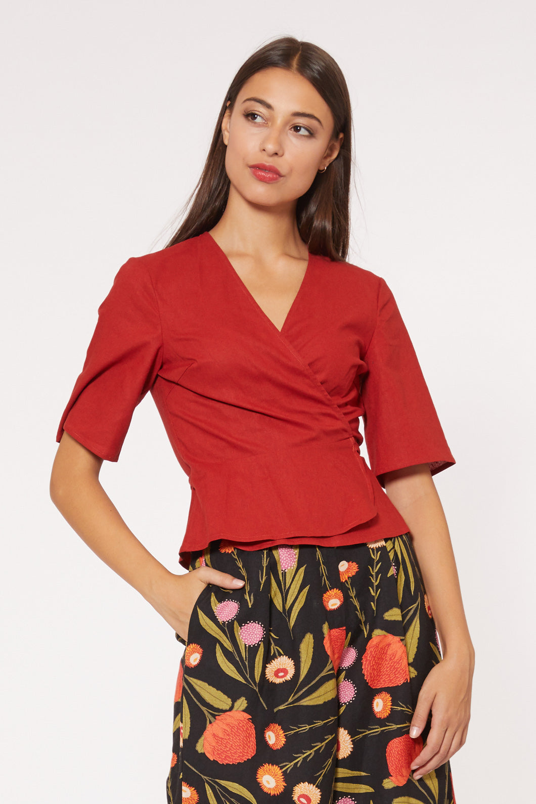 Princess Highway - Joy Wrap Top - chilli