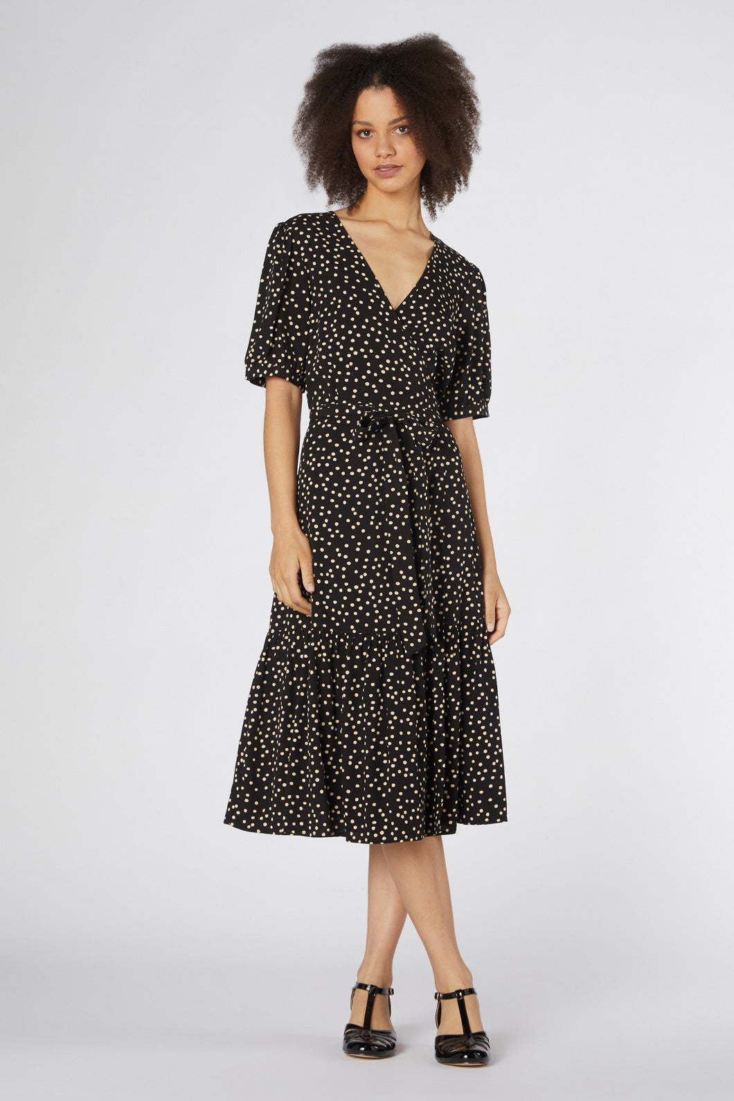 Princess Highway - Olivia Spot Wrap Dress - black