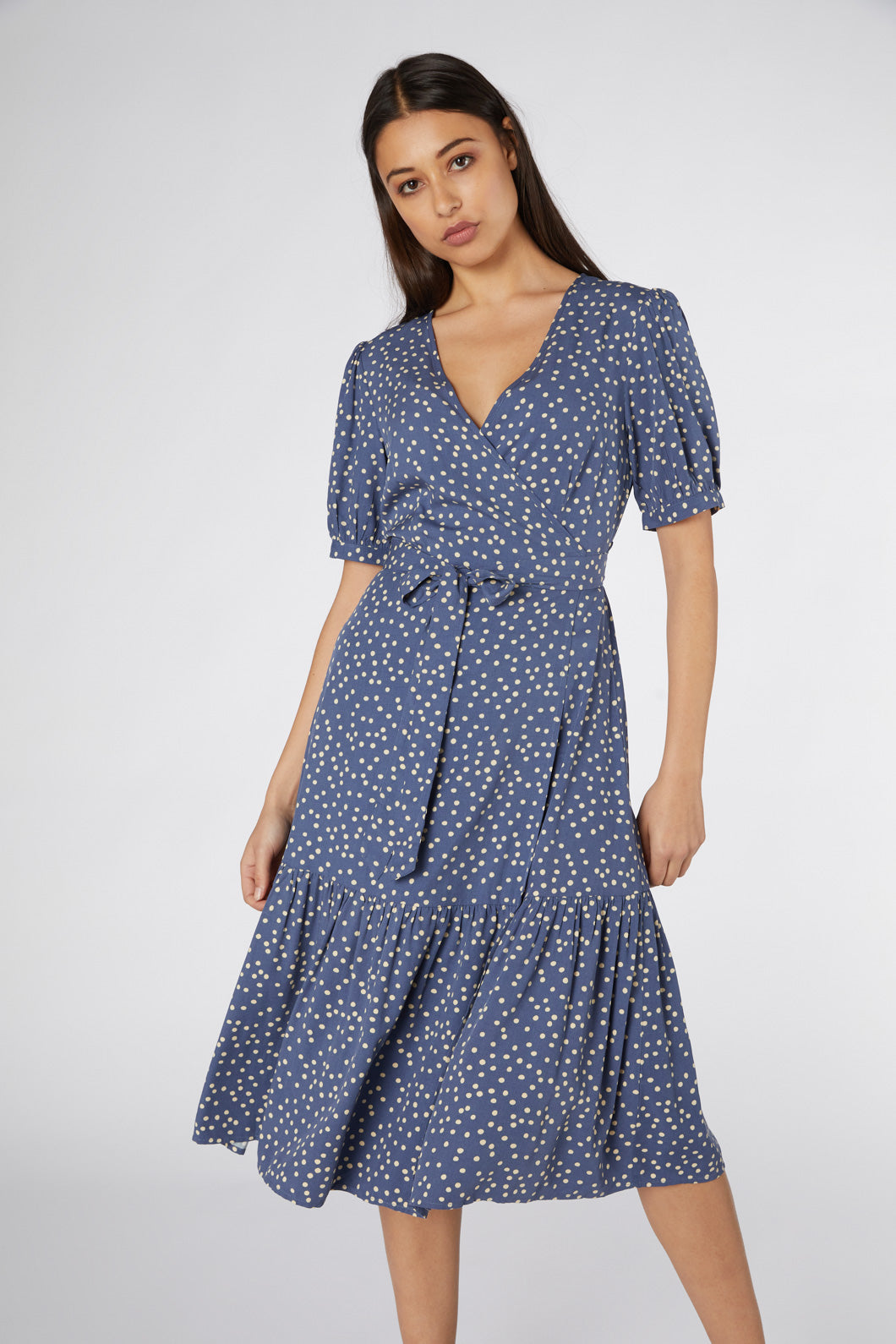 Princess Highway - Olivia Spot Wrap Dress - blue