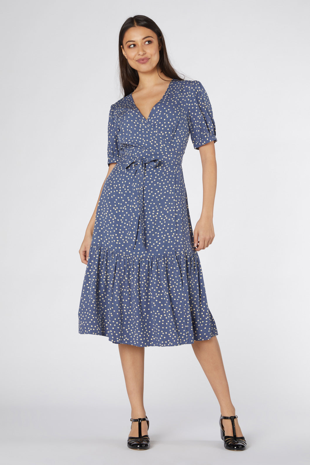 Princess Highway - Olivia Spot Wrap Dress - blue