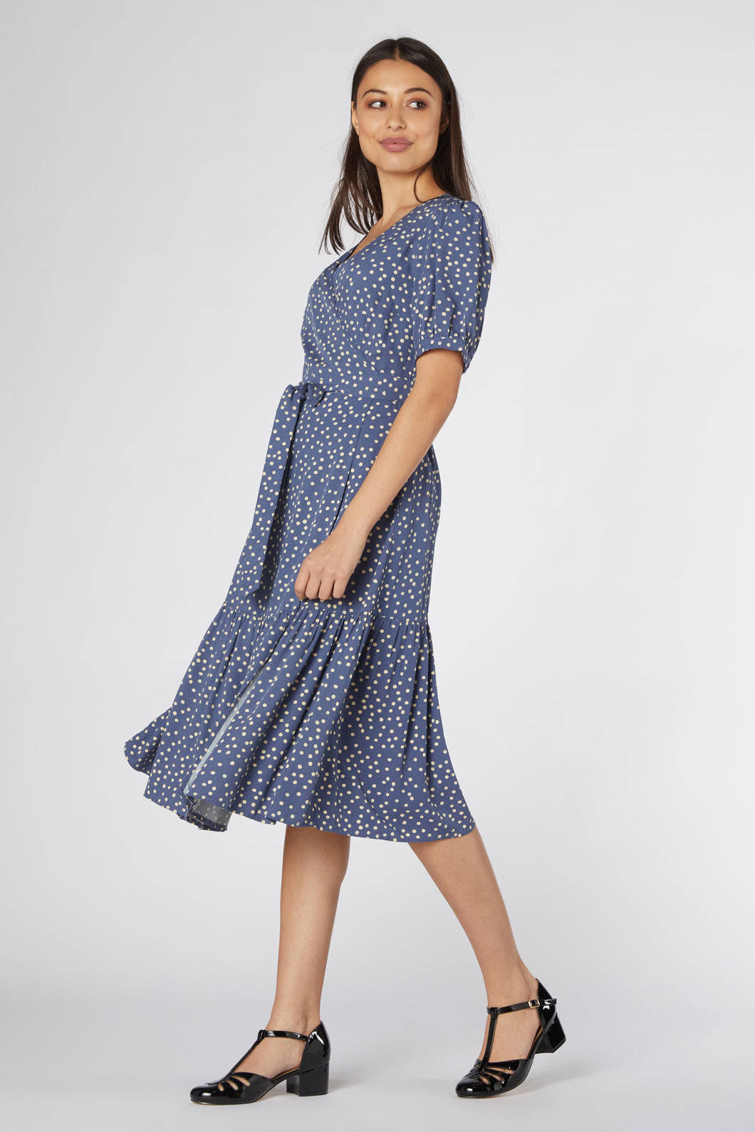 Princess Highway - Olivia Spot Wrap Dress - blue