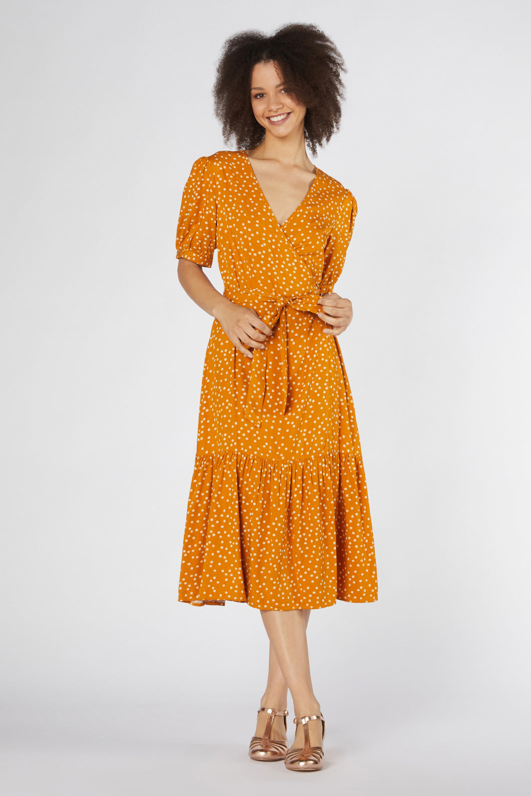 Princess Highway - Olivia Spot Wrap Dress - gold