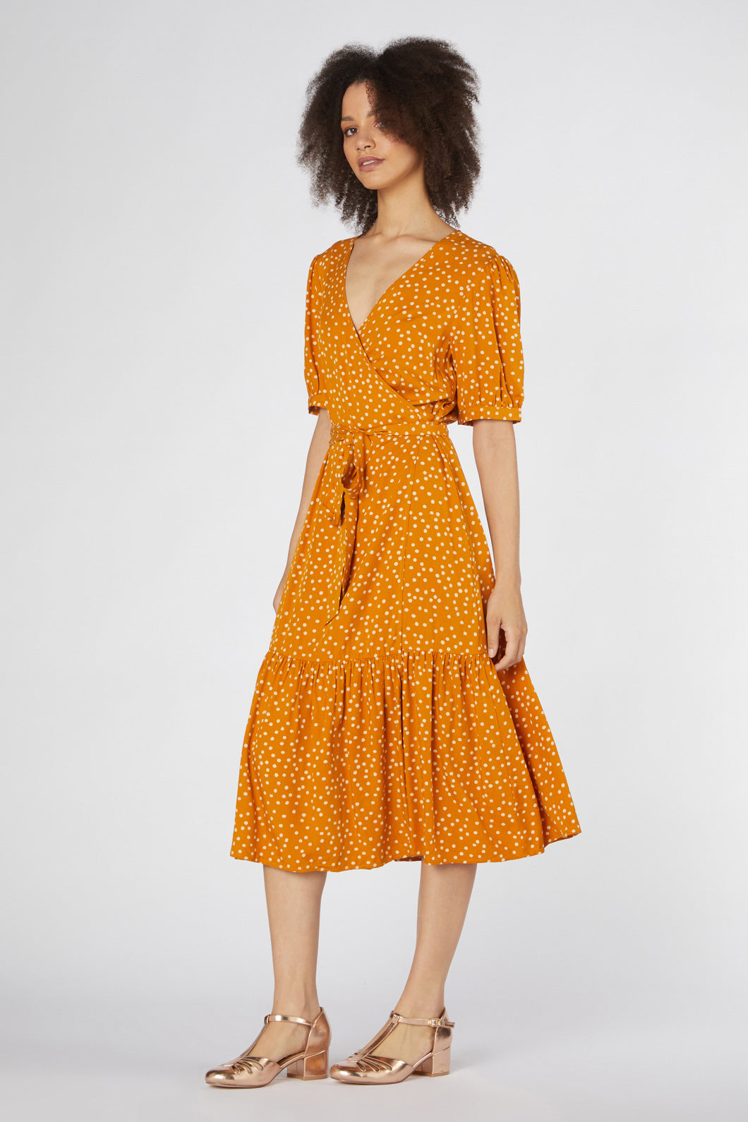 Princess Highway - Olivia Spot Wrap Dress - gold