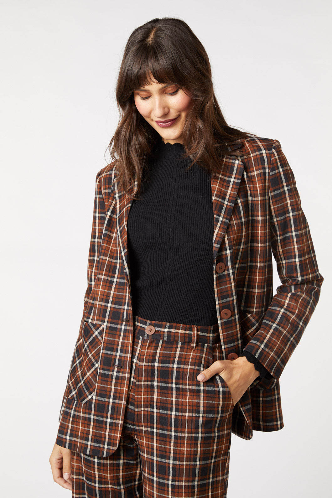 Princess Highway - Amber Check Blazer - toffee