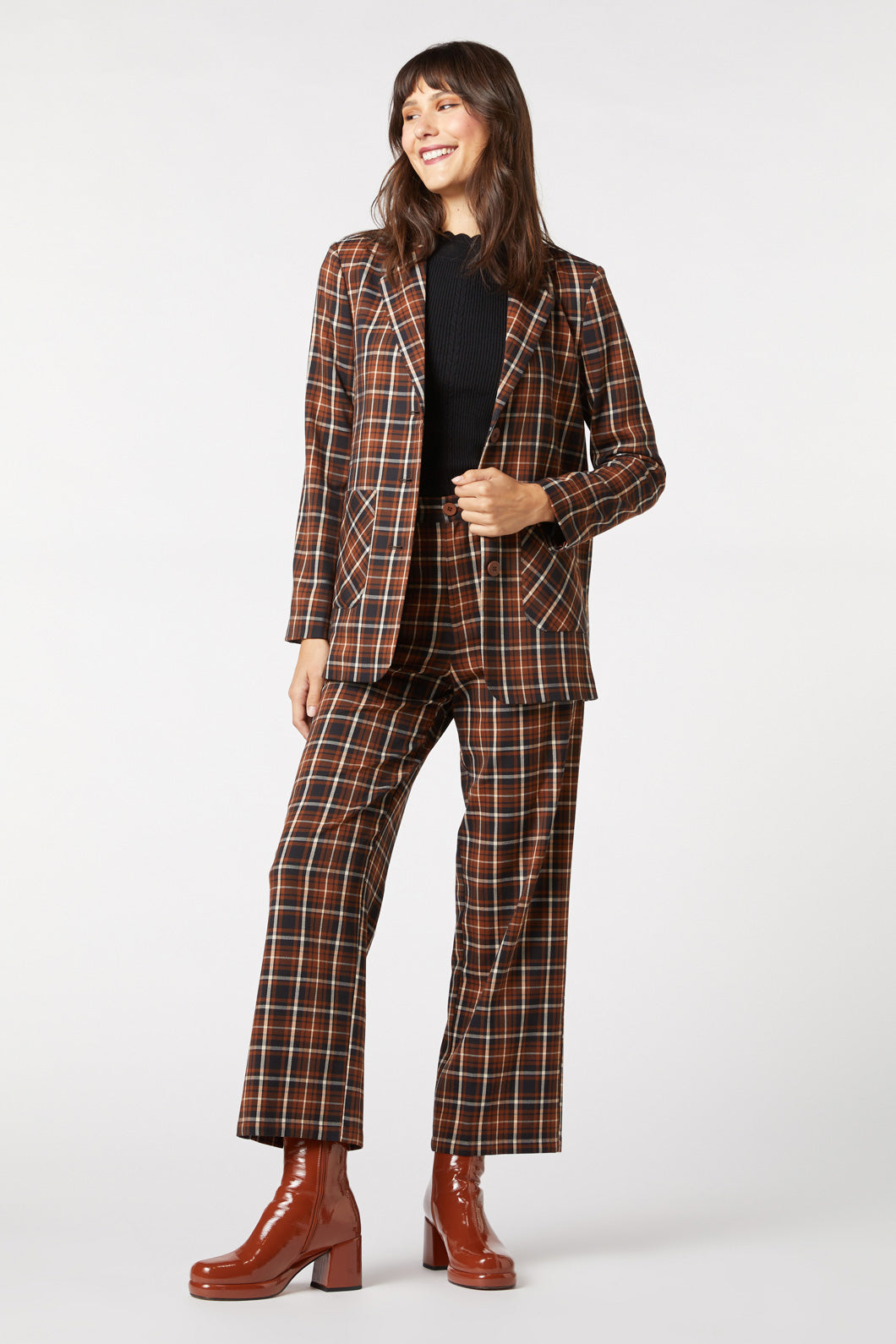 Princess Highway - Amber Check Blazer - toffee
