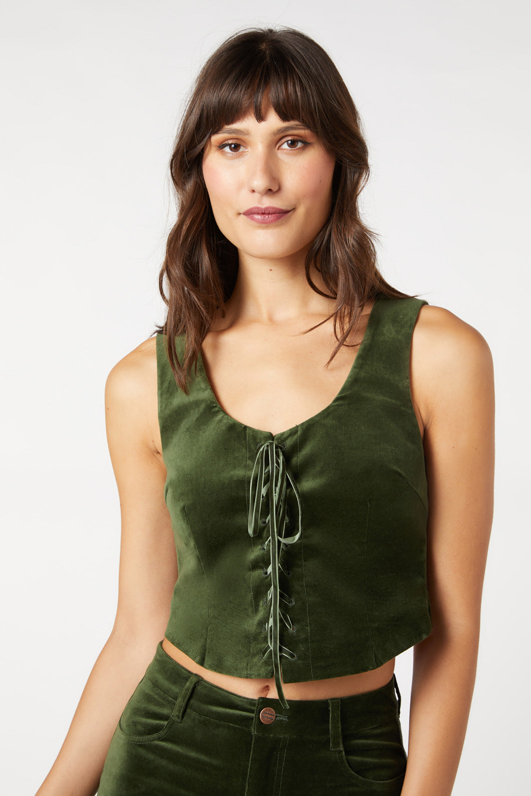 Princess Highway - Sadie Velvet Vest - green