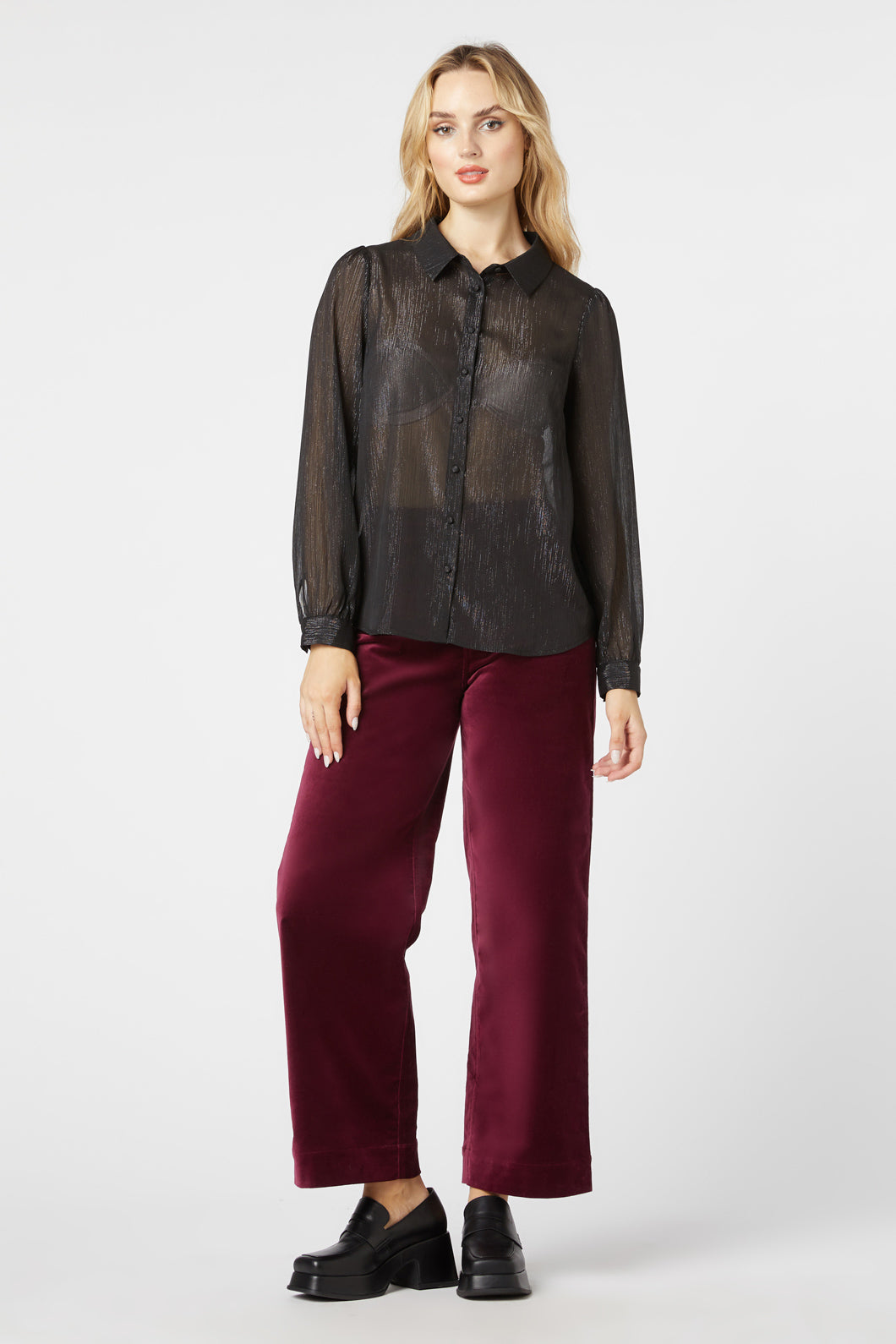 Princess Highway - Pearl Glitter Blouse - black