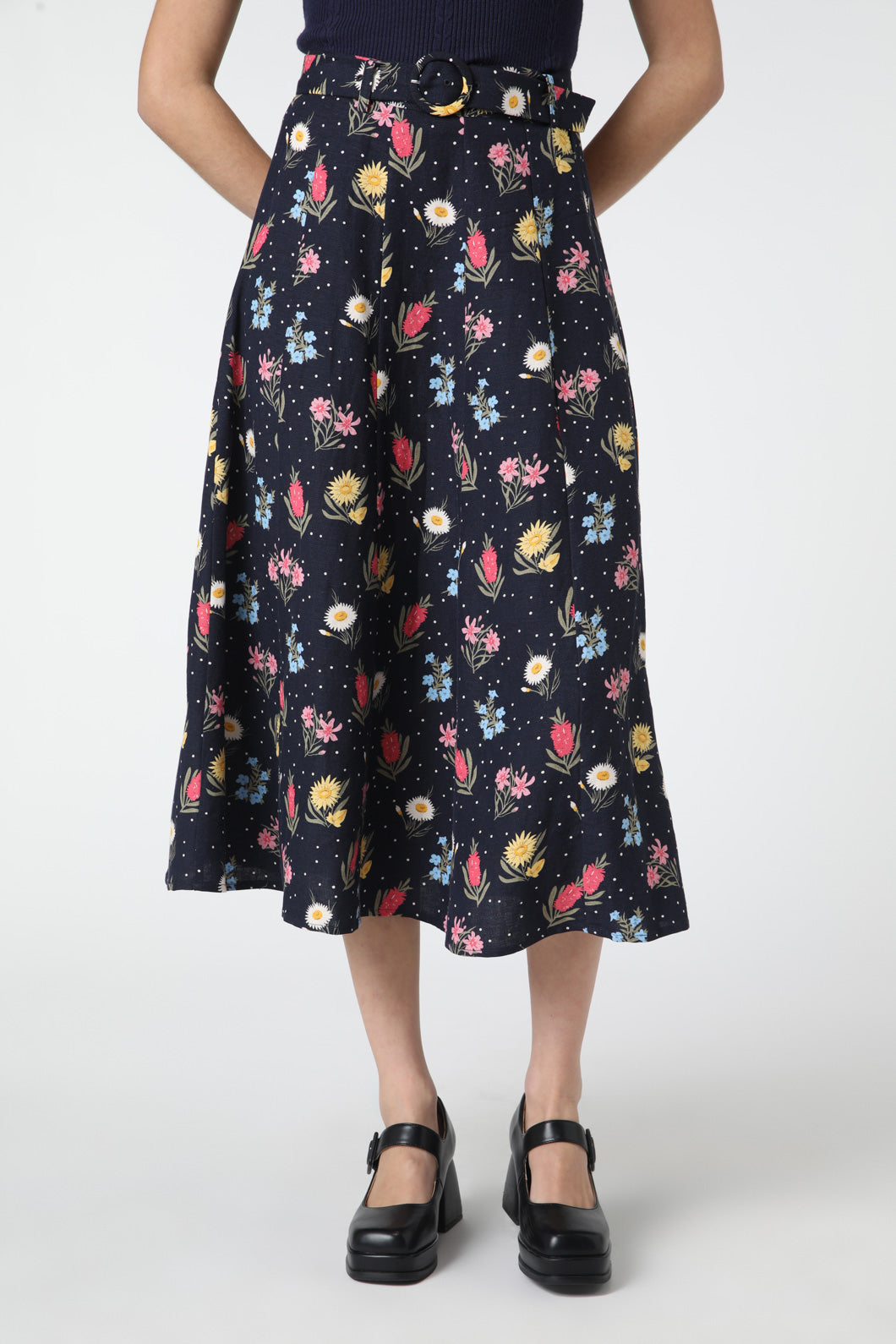 Princess Highway - Mia Flora Skirt - navy