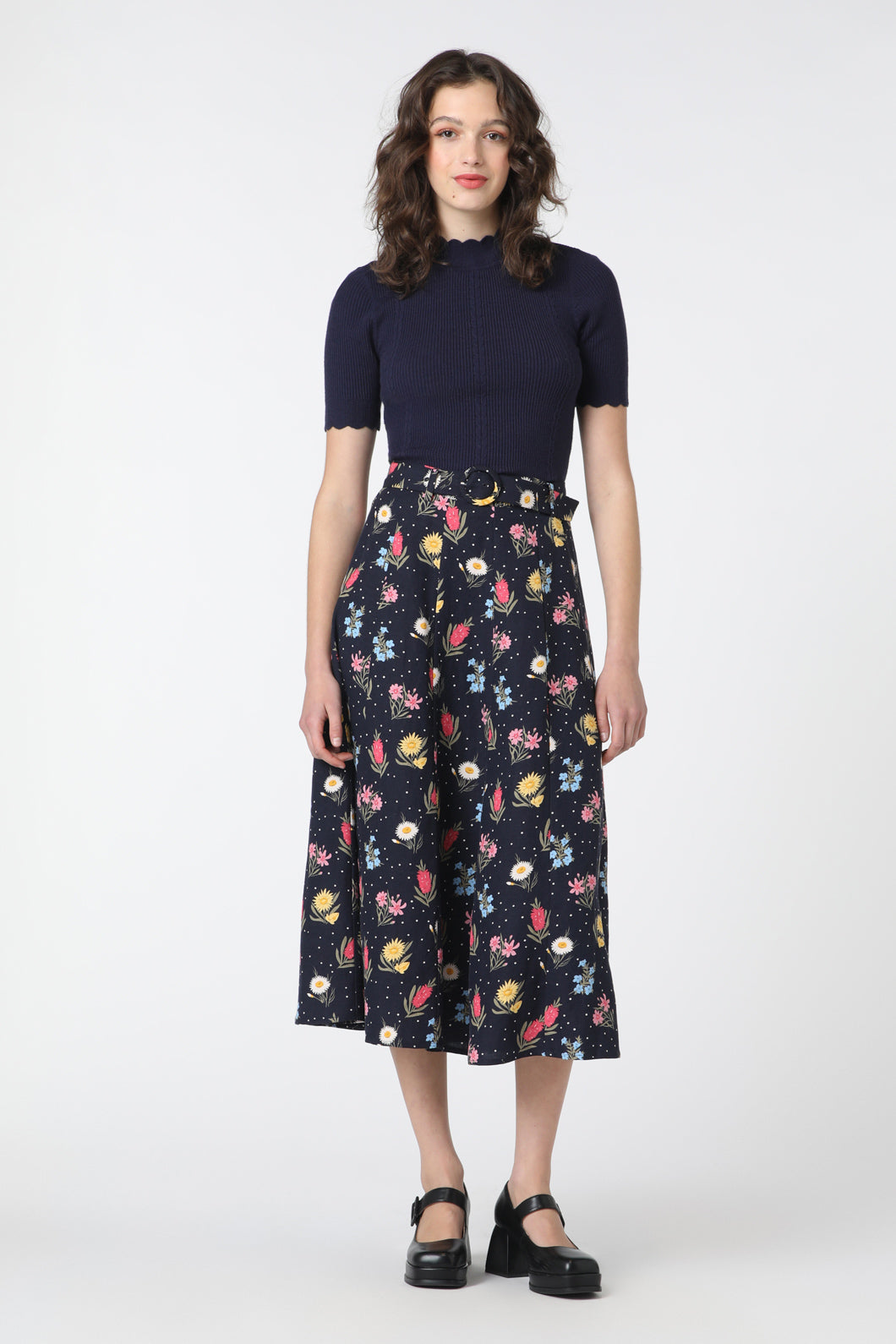 Princess Highway - Mia Flora Skirt - navy