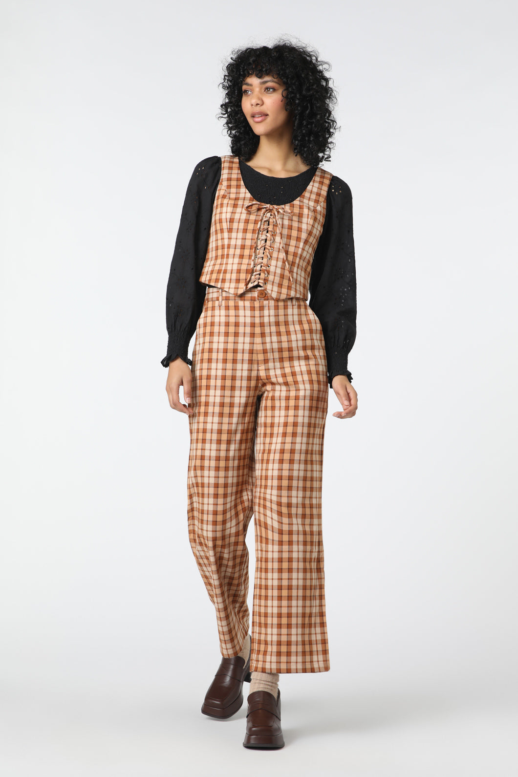 Princess Highway - Stacey Check Pant - toffee