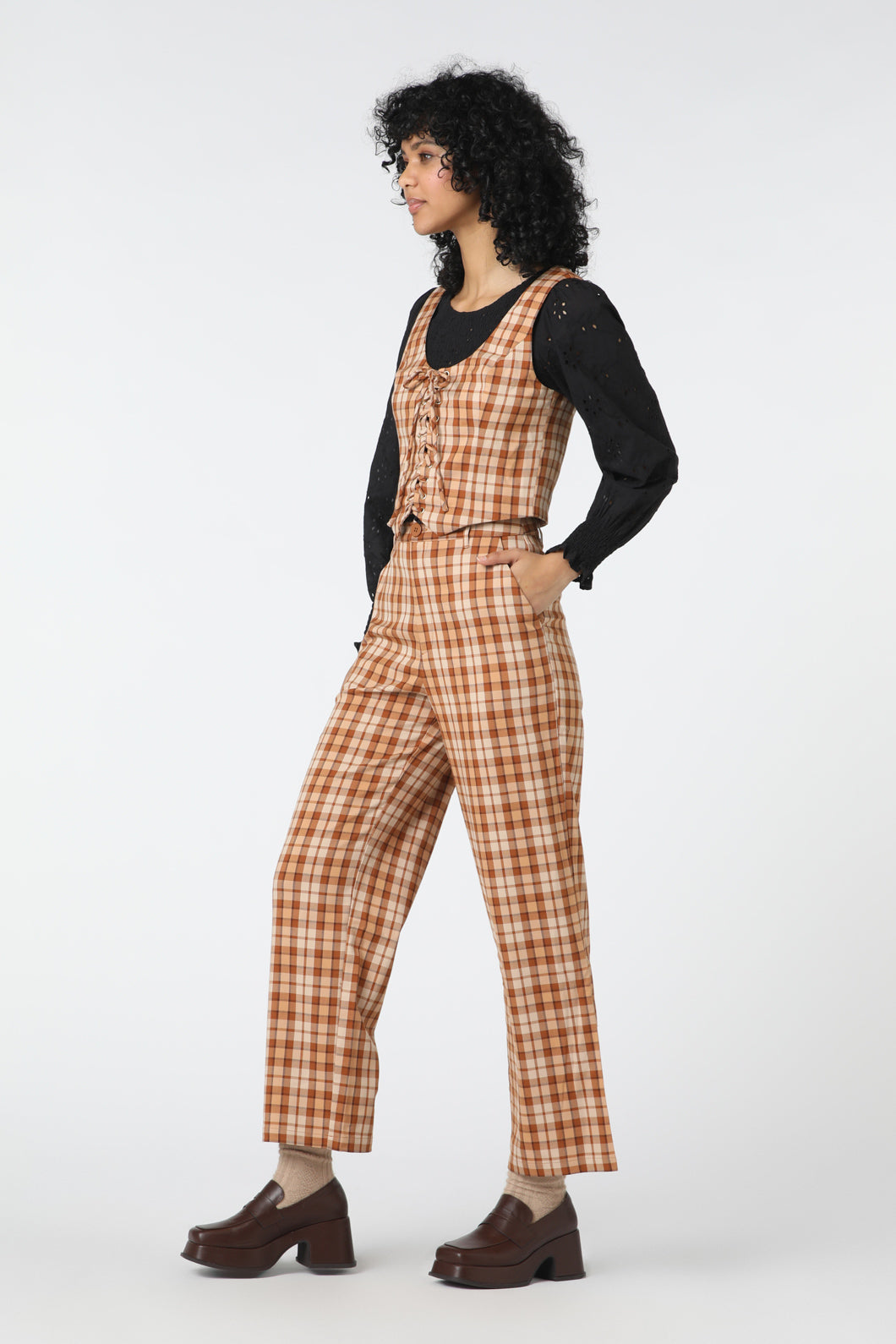 Princess Highway - Stacey Check Pant - toffee