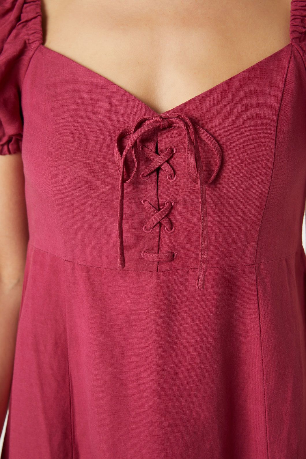Princess Highway - Leah Lace Up Dress - raspberry