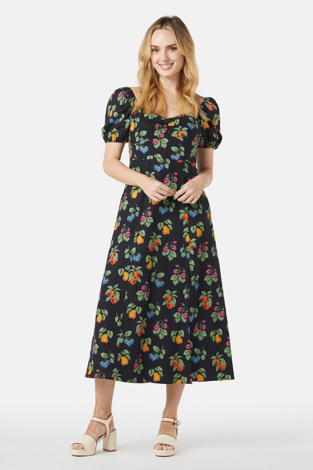 Princess Highway - French Fruit Midi Dress - black