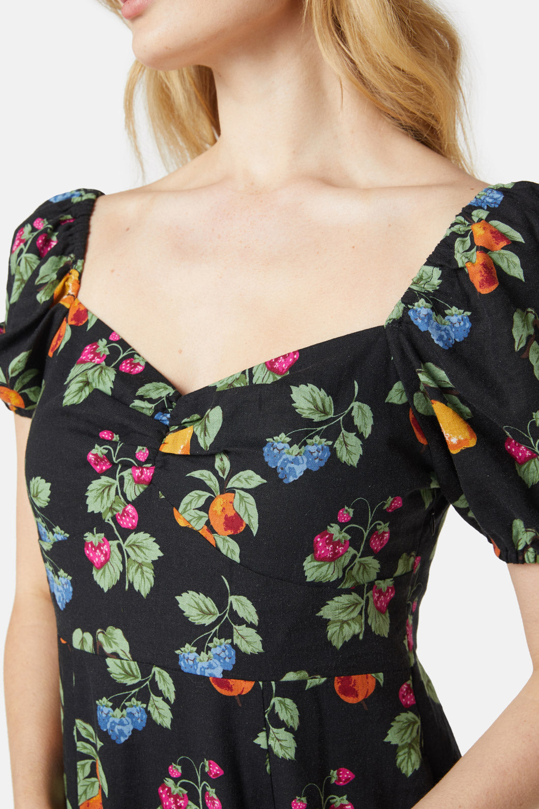 Princess Highway - French Fruit Midi Dress - black