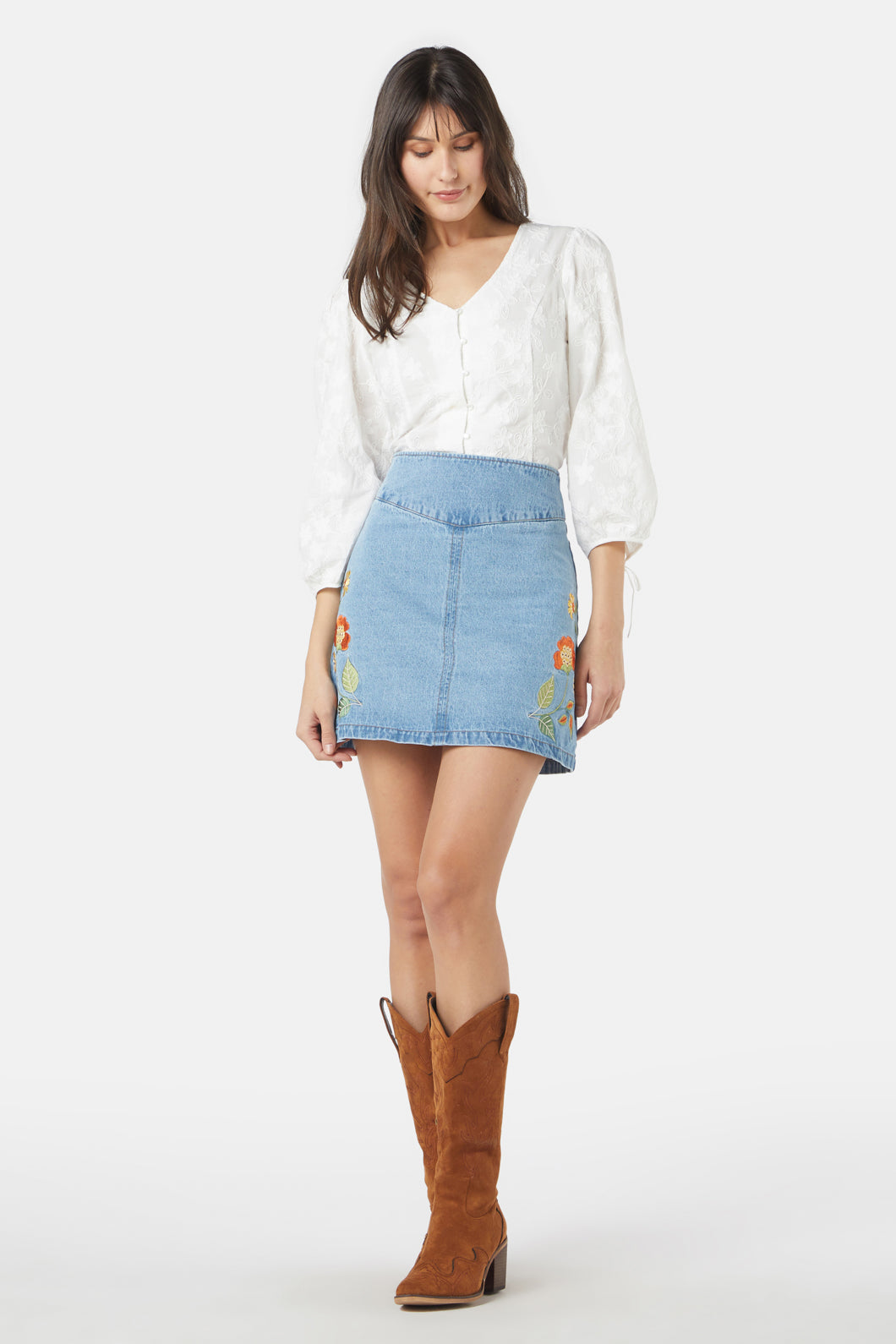 Princess Highway - Cami Emb Skirt - light-denim