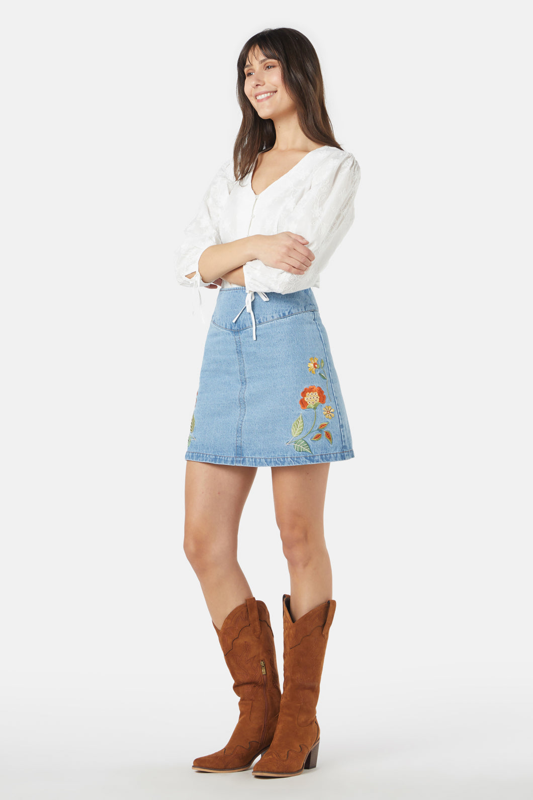 Princess Highway - Cami Emb Skirt - light-denim