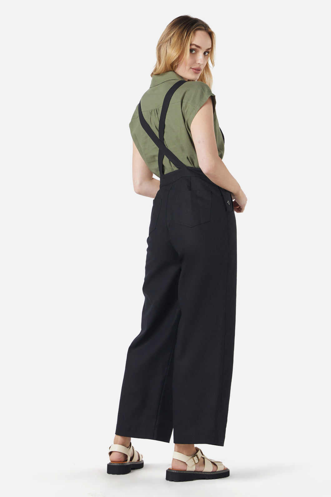 Princess Highway - Peacock Emb Overalls - black
