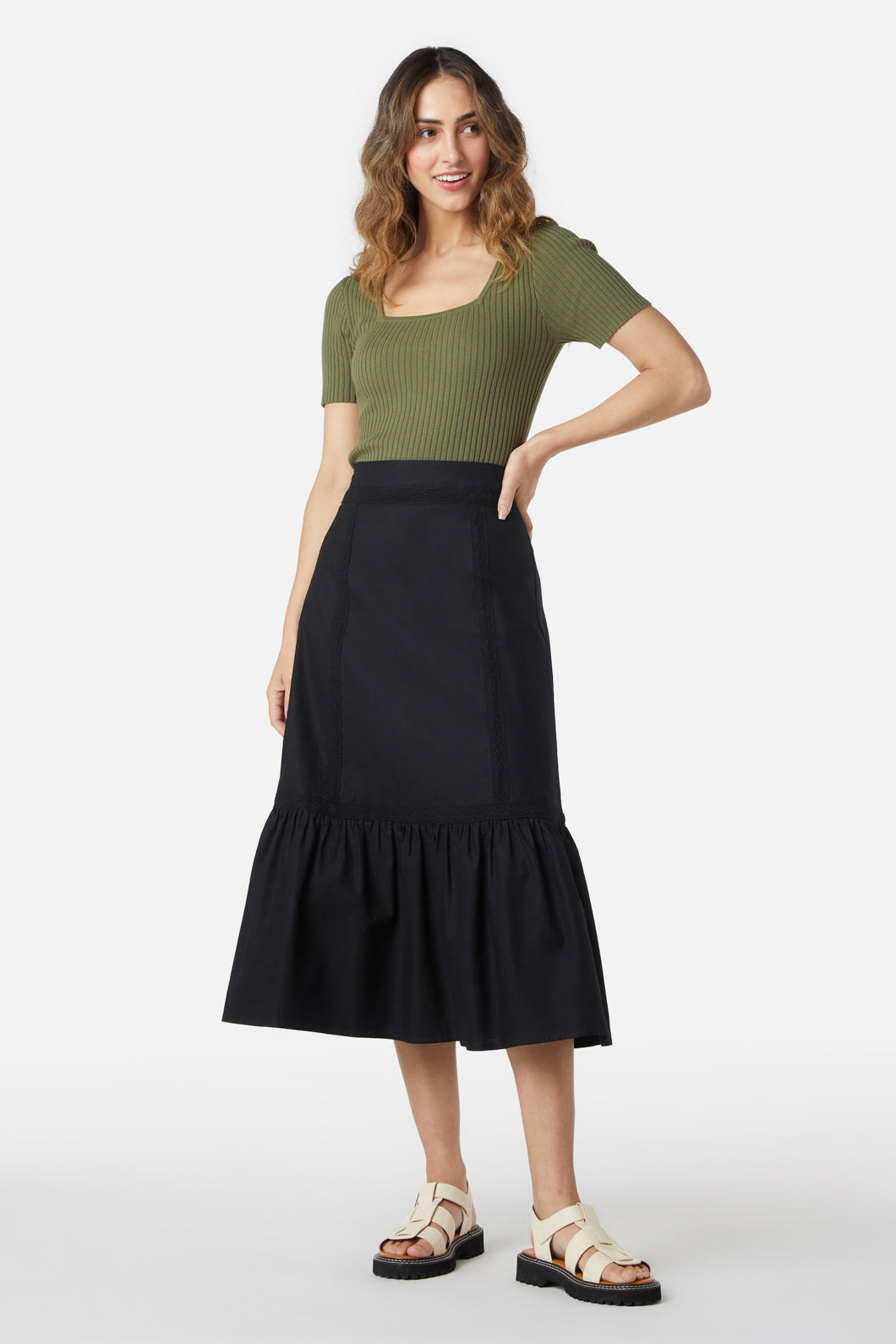 Princess Highway - Rose Lace Skirt - black
