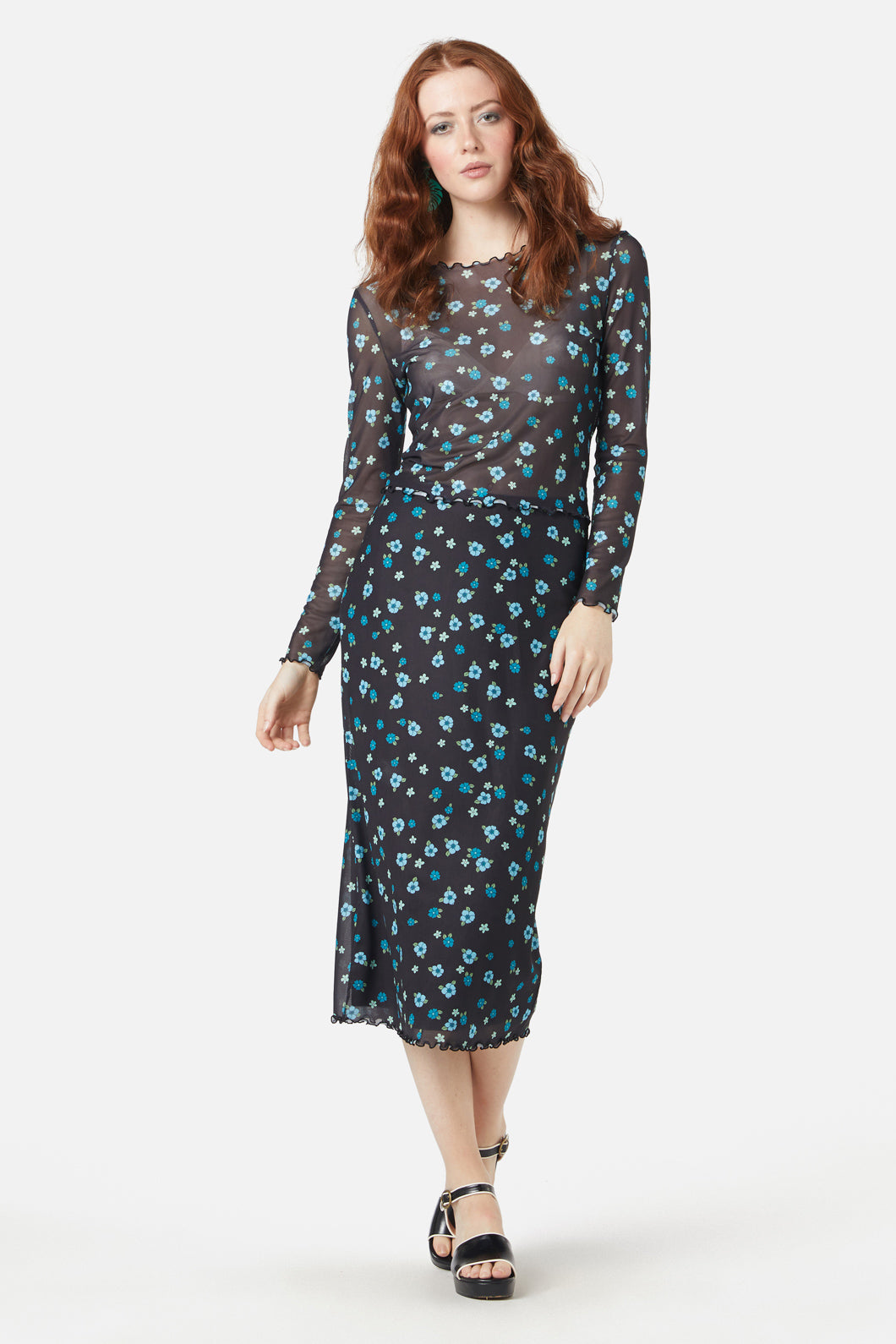 Princess Highway - Petal Mesh Top - black