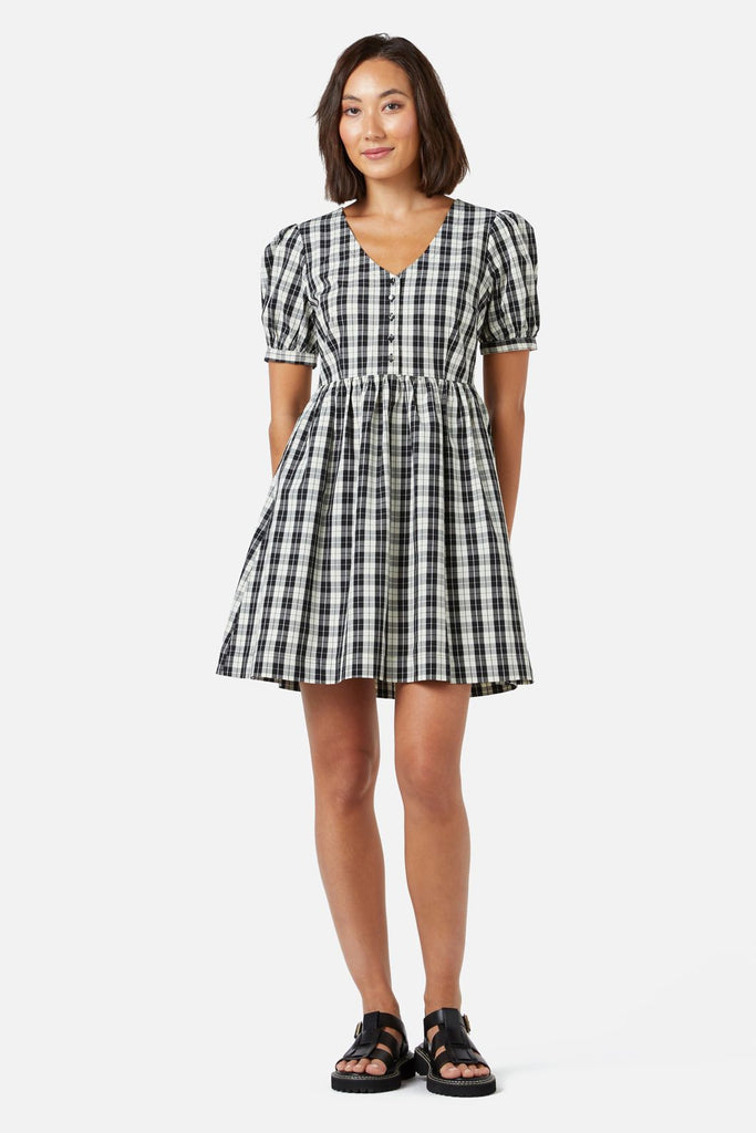 Geo Pop Check Smock Dress