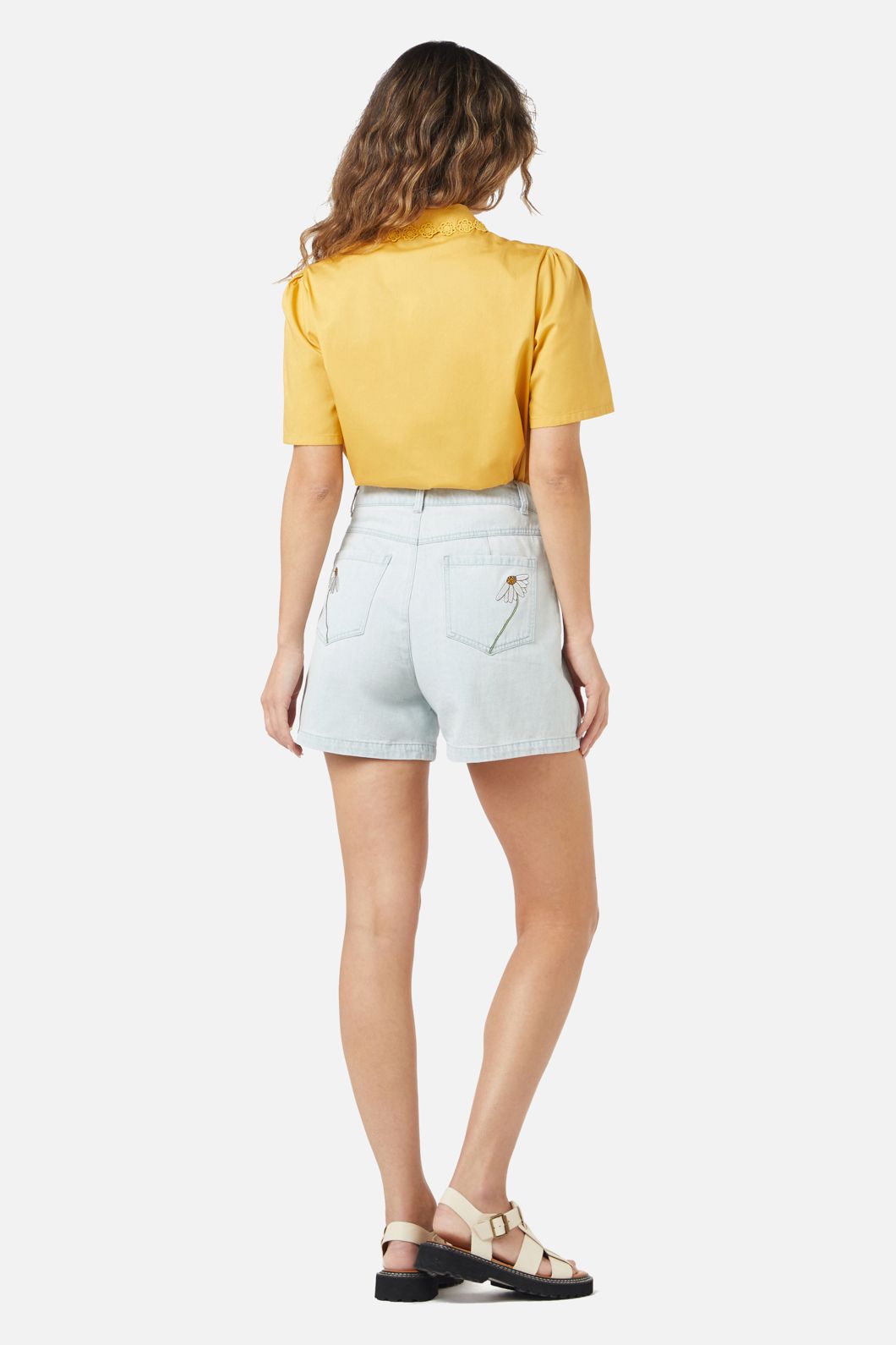 Princess Highway - Green Garden Emb Short - light-denim