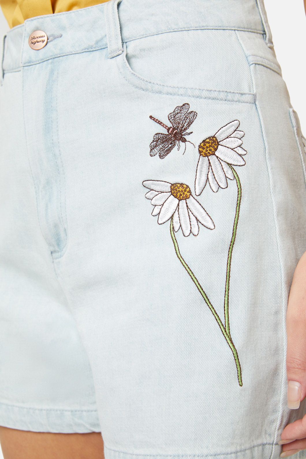 Princess Highway - Green Garden Emb Short - light-denim