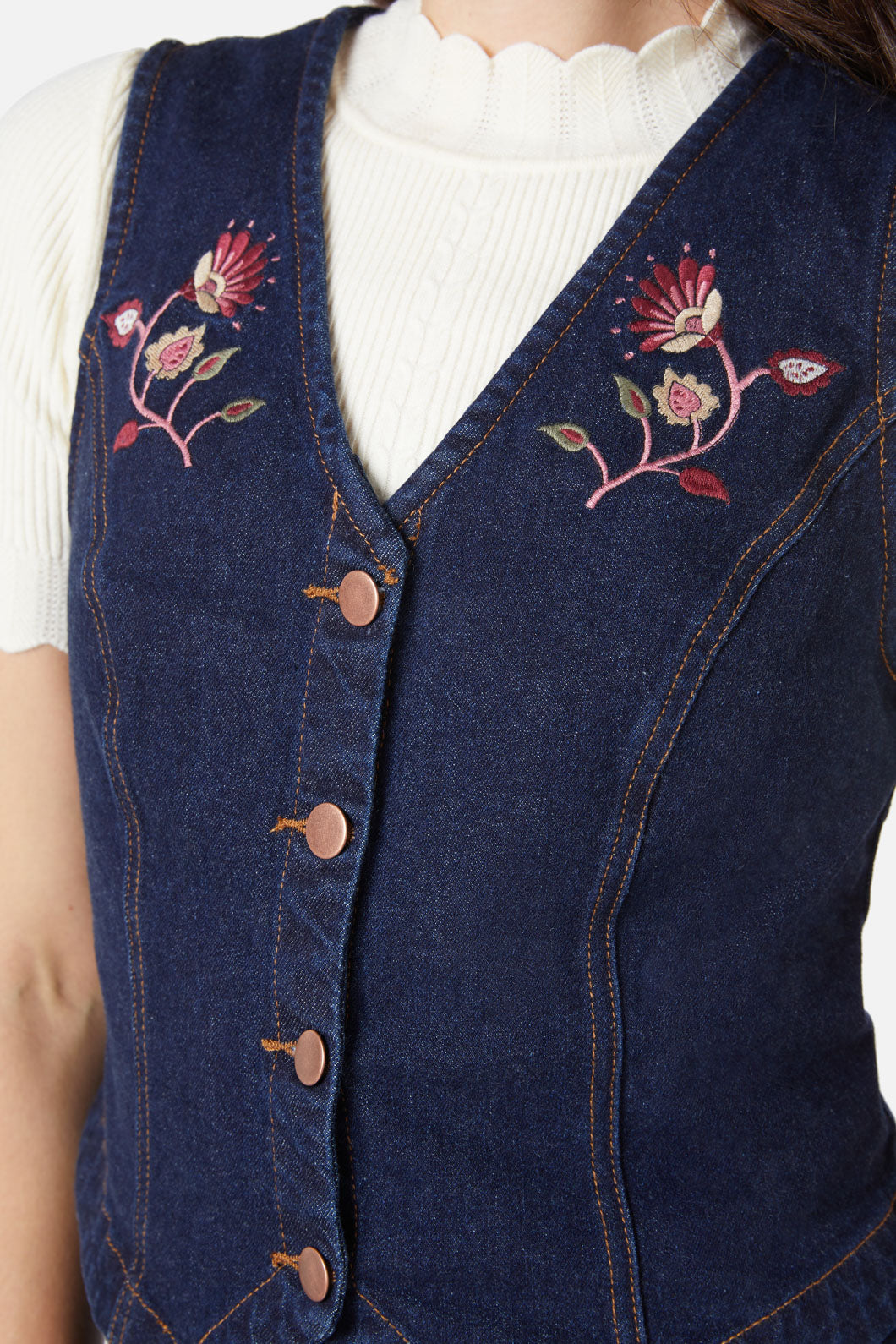 Princess Highway - Boho Paisley Emb Vest - dark-denim