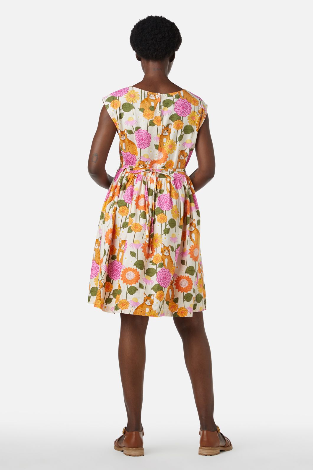 Princess Highway - Cute Cat Sleeveless Dress - cream