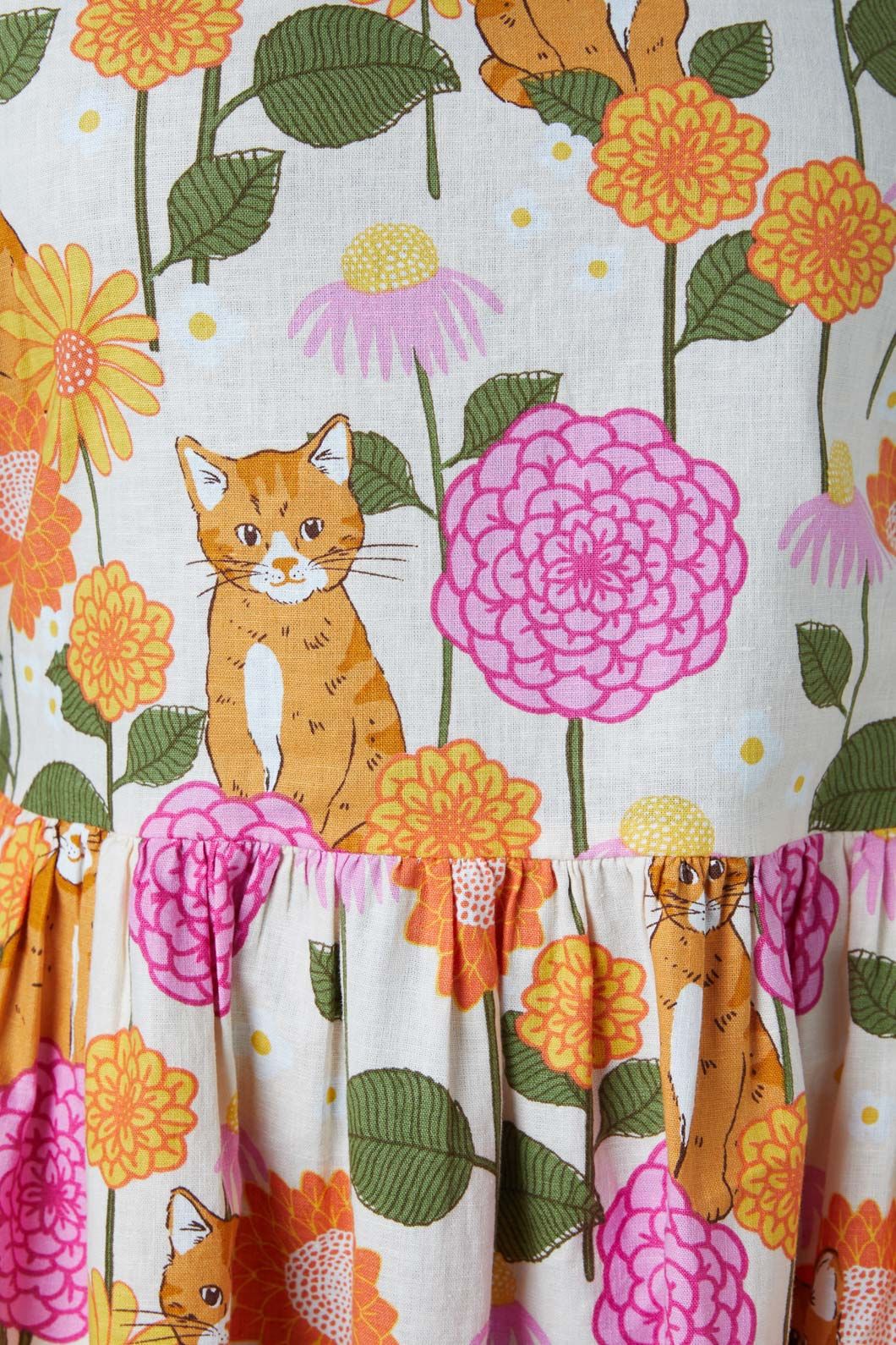 Princess Highway - Cute Cat Sleeveless Dress - cream