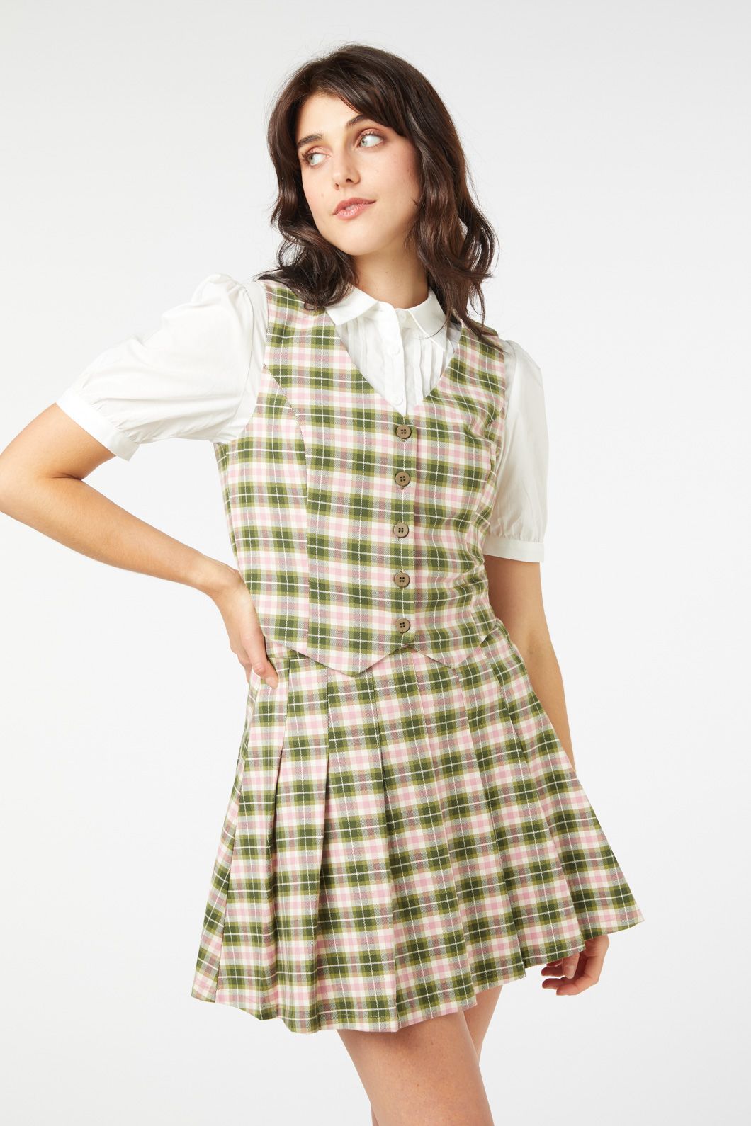 Princess Highway - Hazel Check Vest - green