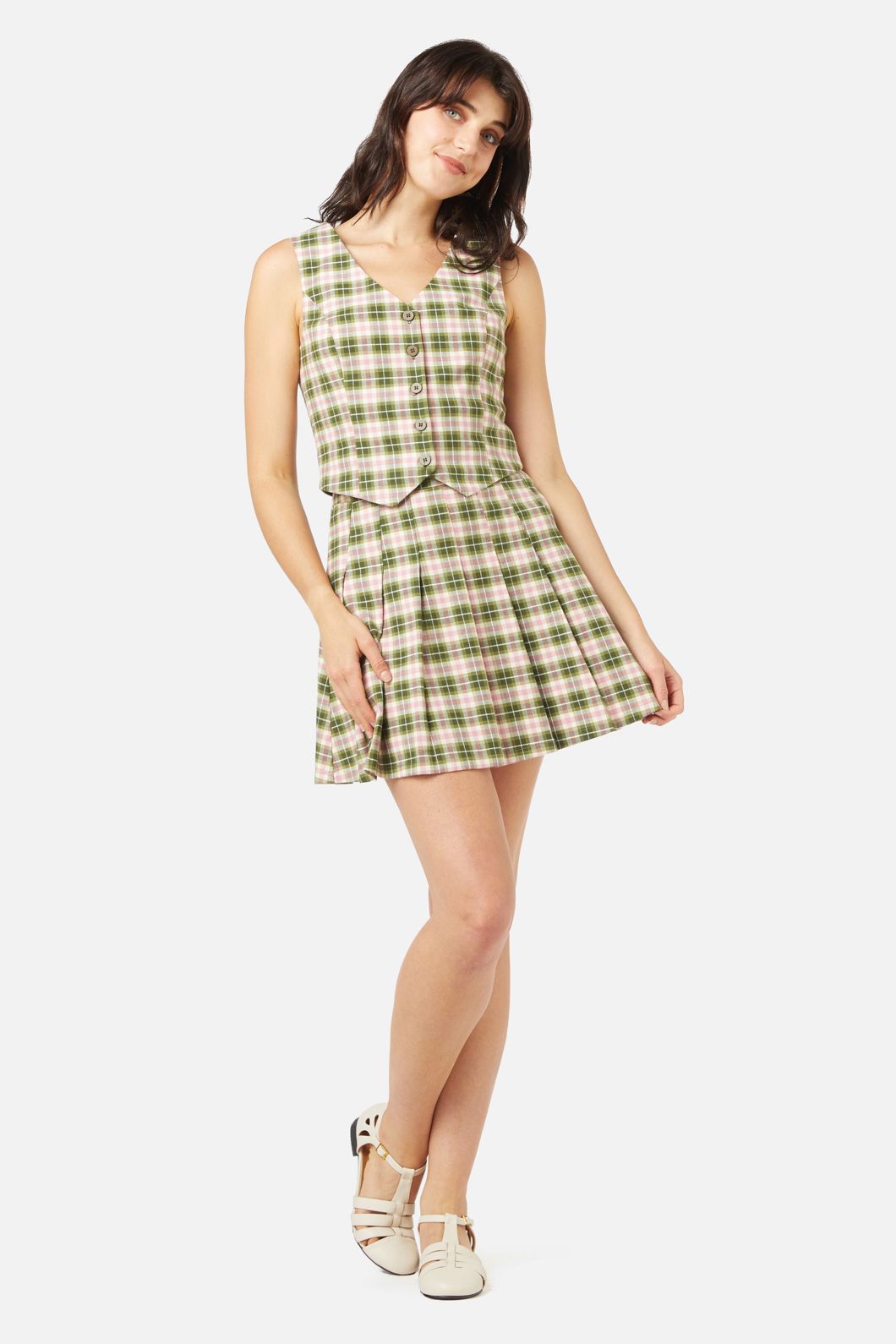 Princess Highway - Hazel Check Vest - green