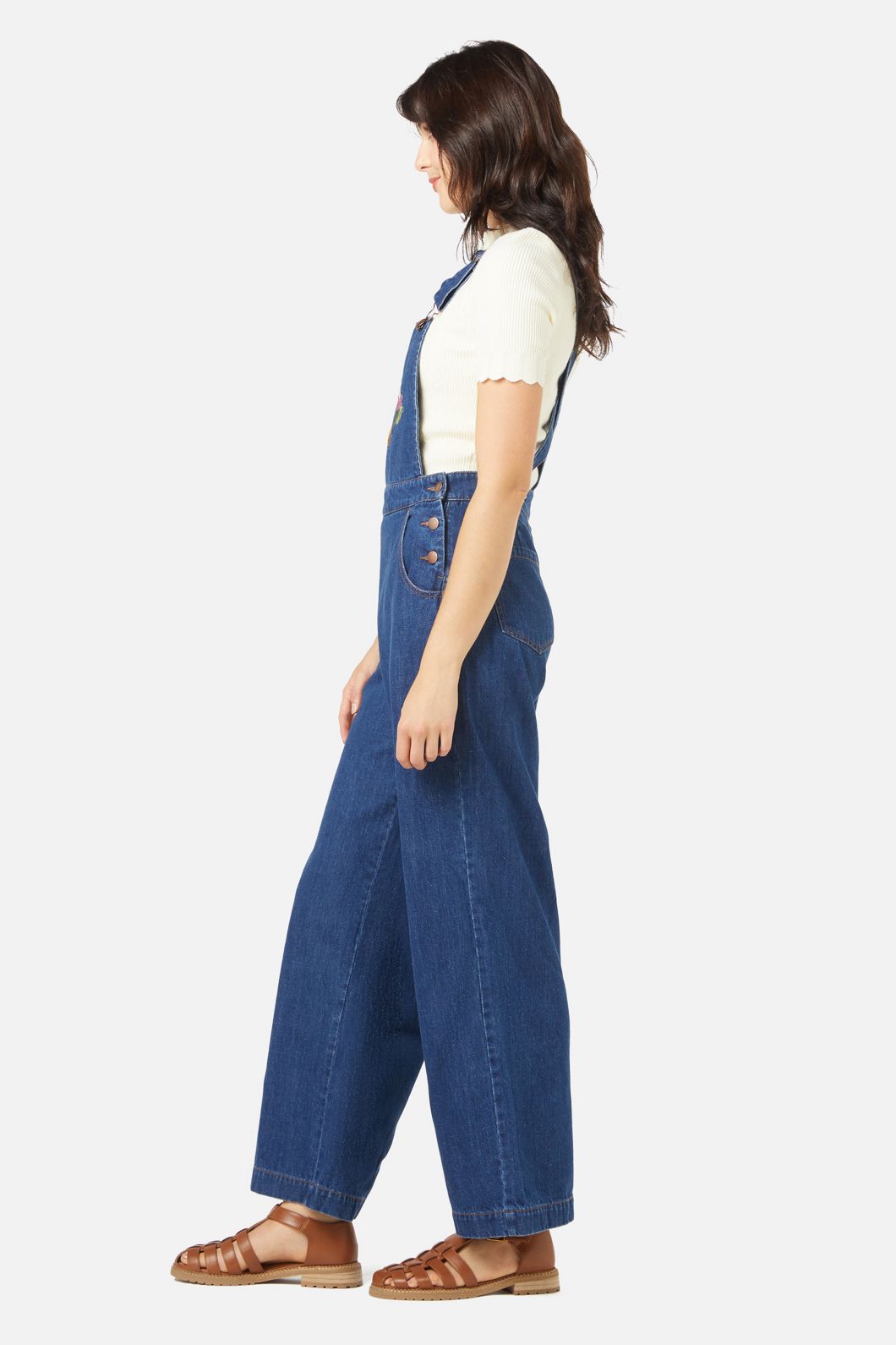 Princess Highway - Cat Embroidered Overall - dark-denim