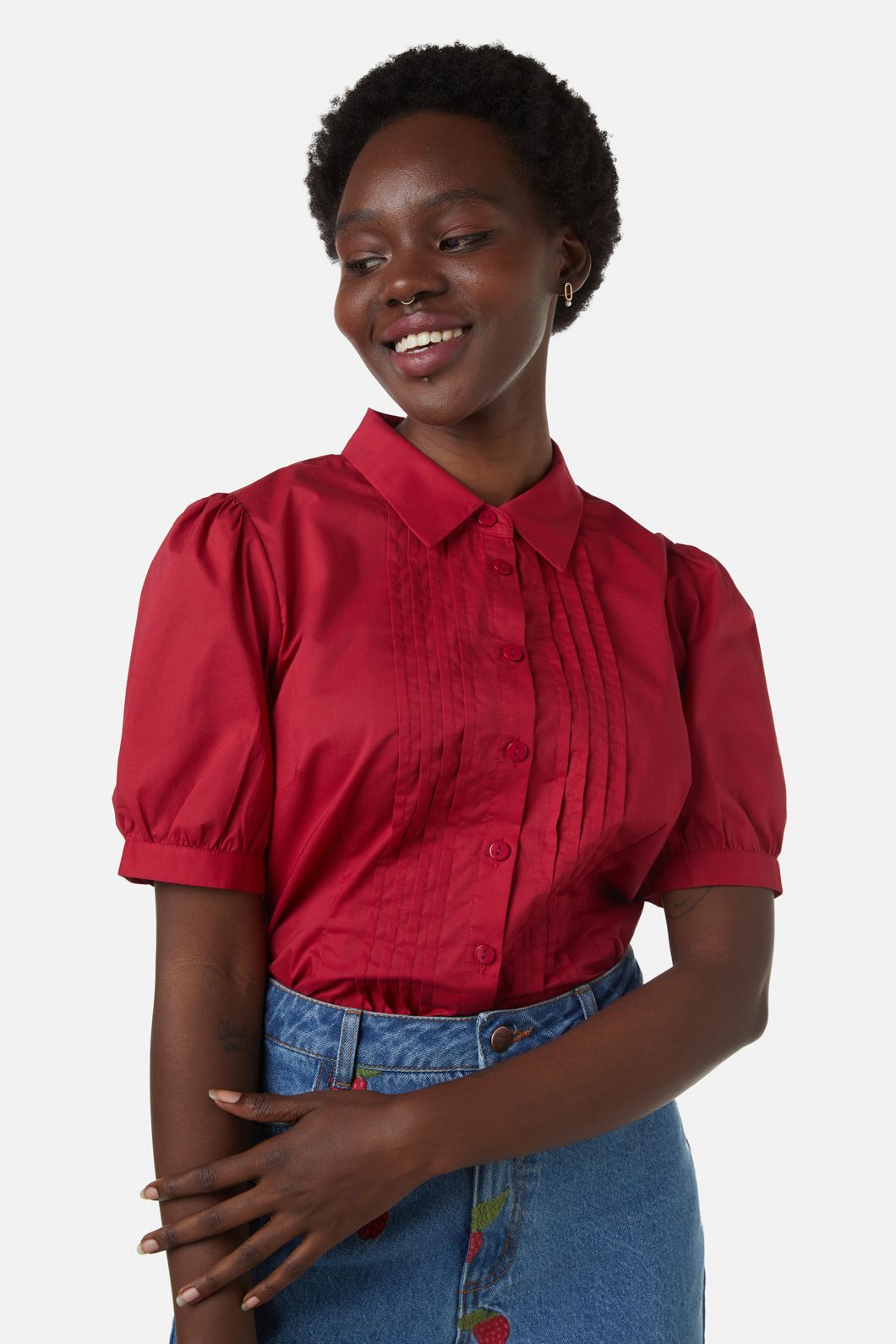 Princess Highway - Martha Pin Tuck Blouse - red