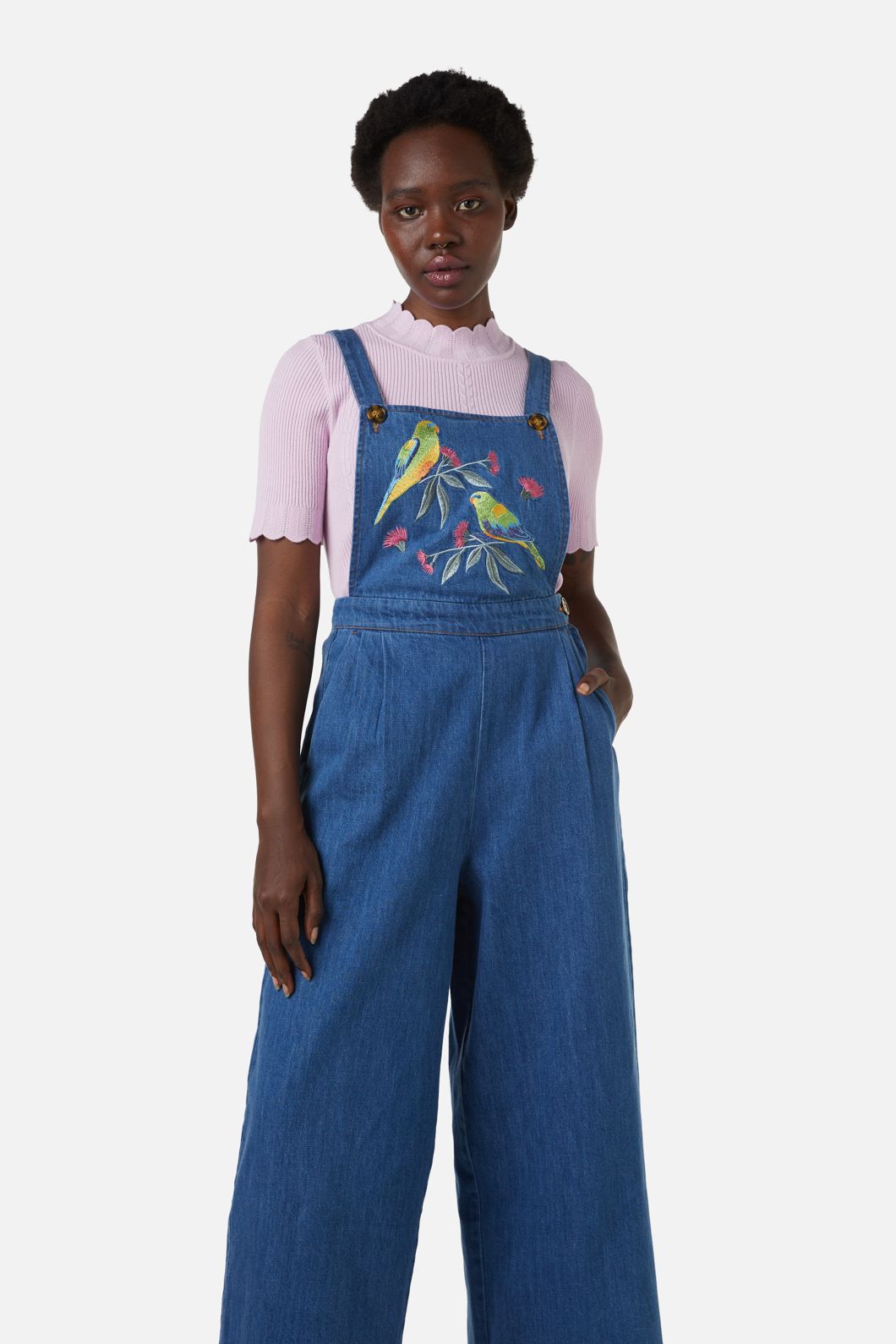 Princess Highway - Parrot Emb Overall - mid-denim