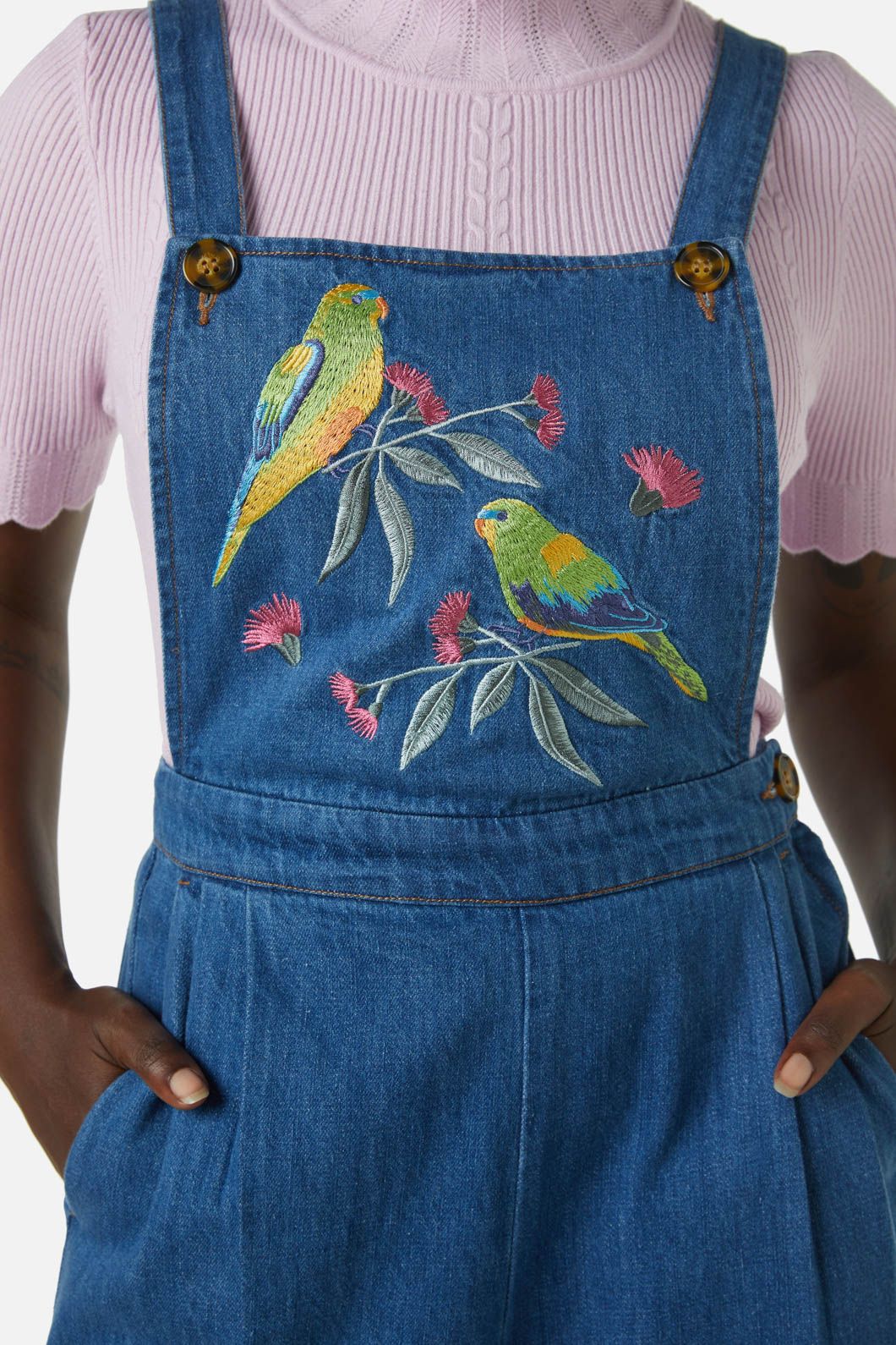 Princess Highway - Parrot Emb Overall - mid-denim
