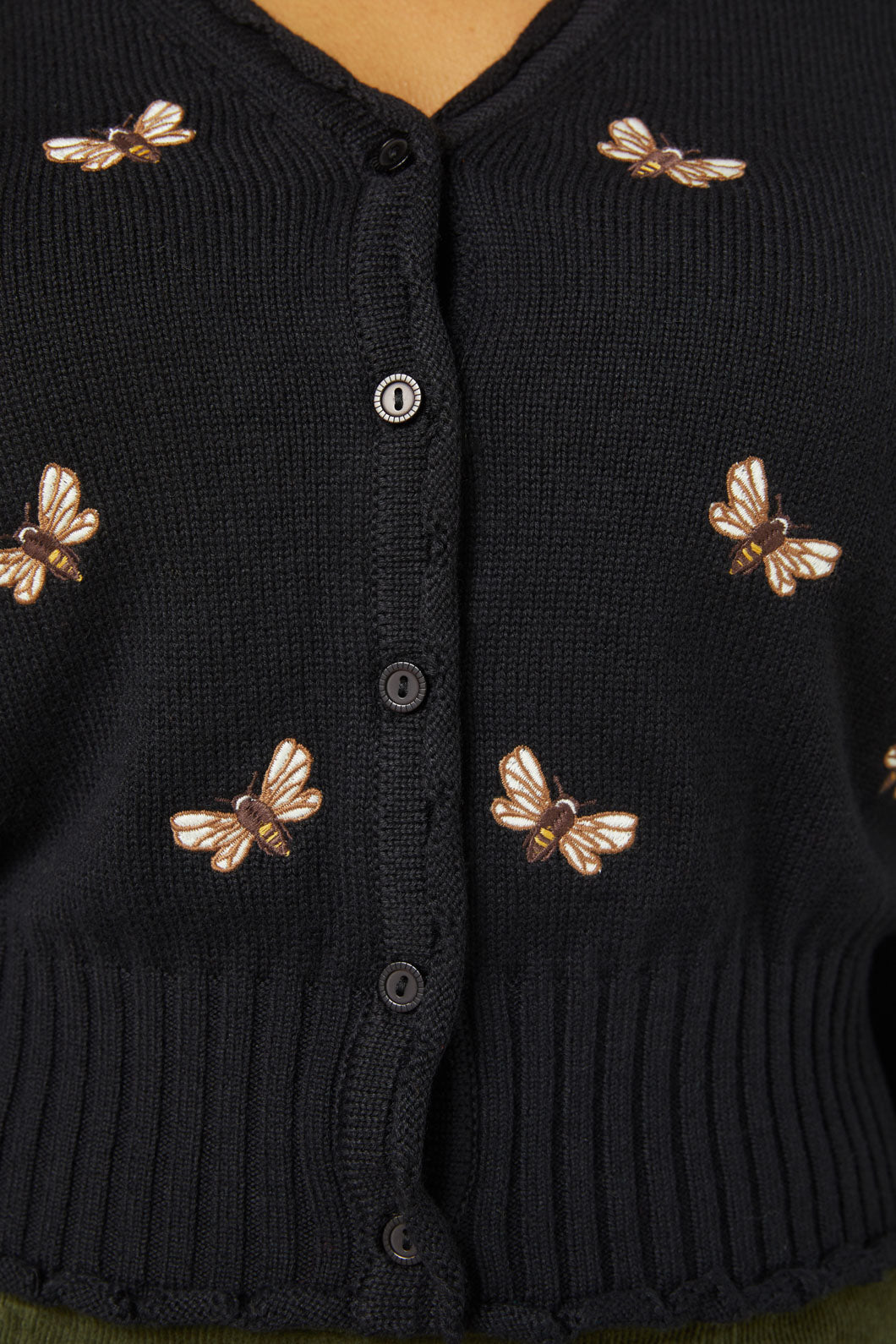 Princess Highway - NZ Bee Emb Cardi - black