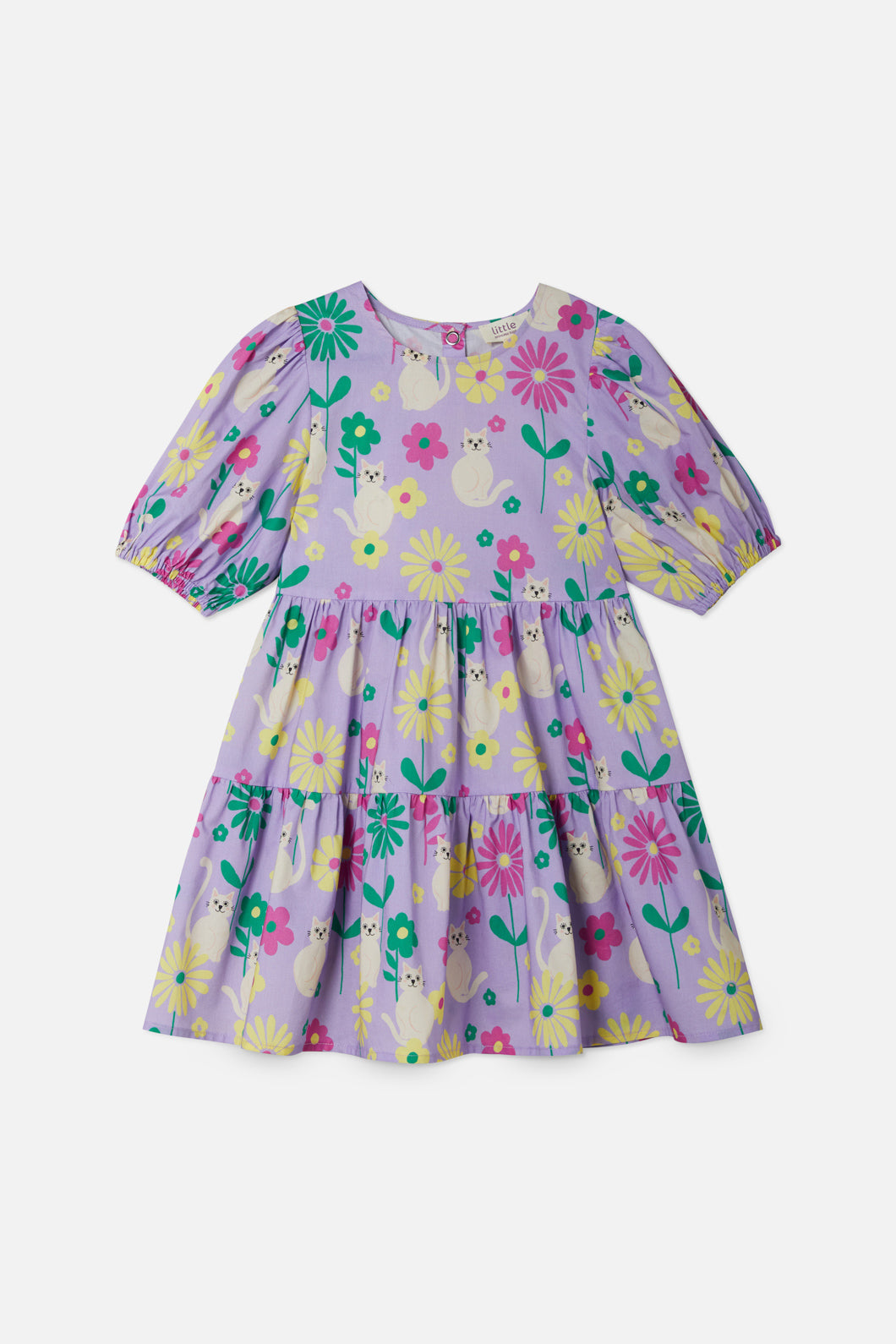 Princess Highway Kids - Cat Flower Kids Dress - lilac