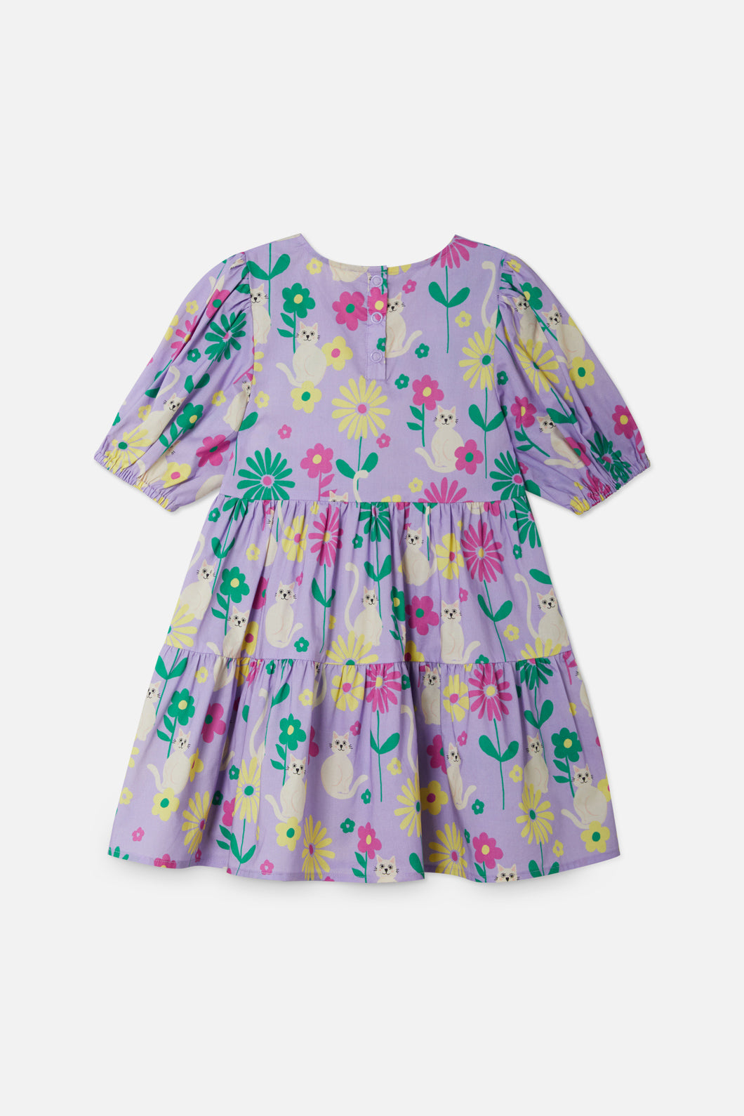 Princess Highway Kids - Cat Flower Kids Dress - lilac