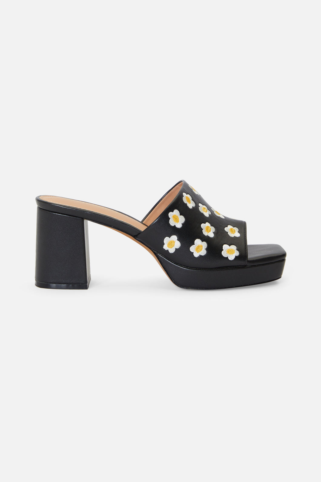 Princess Highway - Daisy Embroidered Slide - black