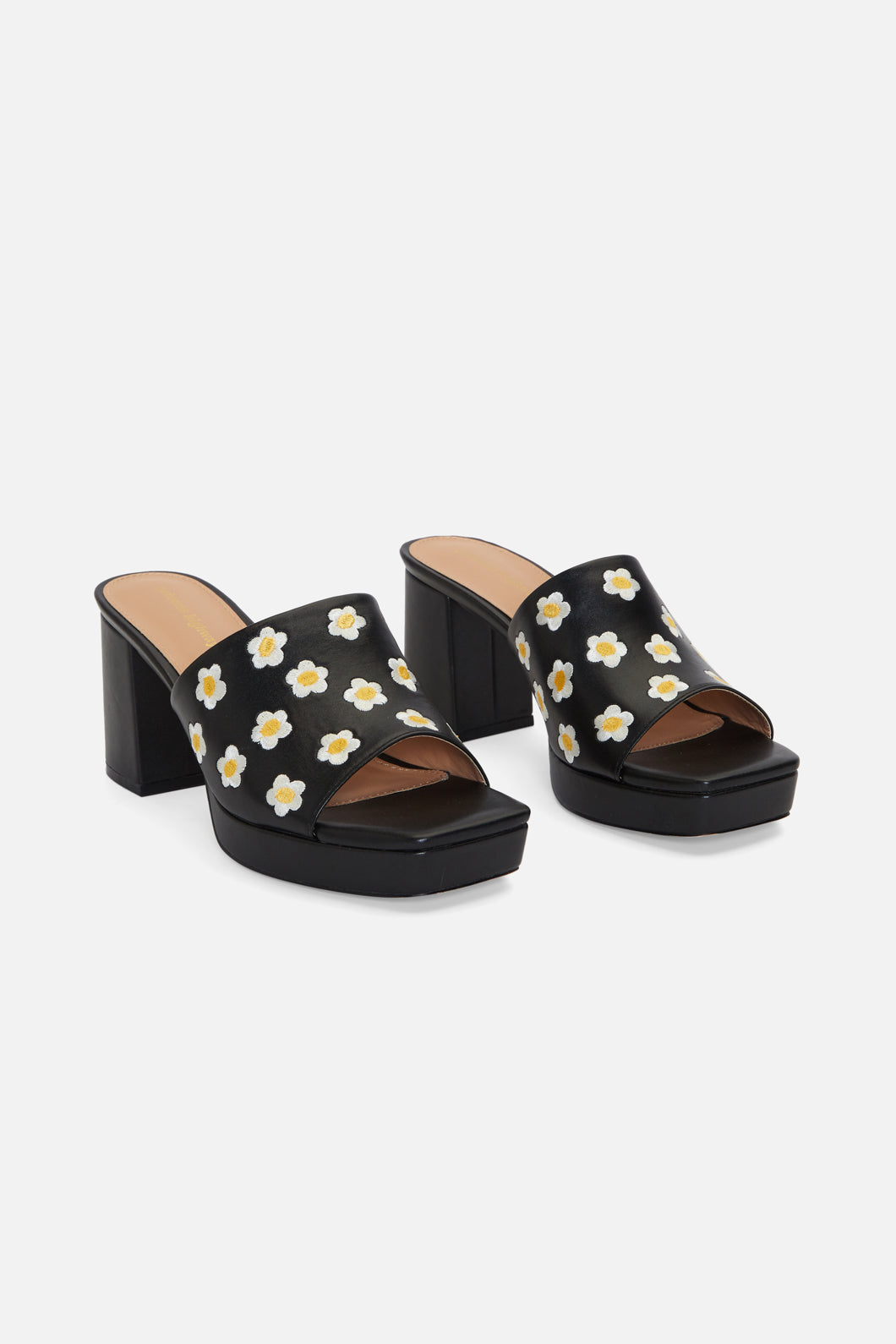Princess Highway - Daisy Embroidered Slide - black