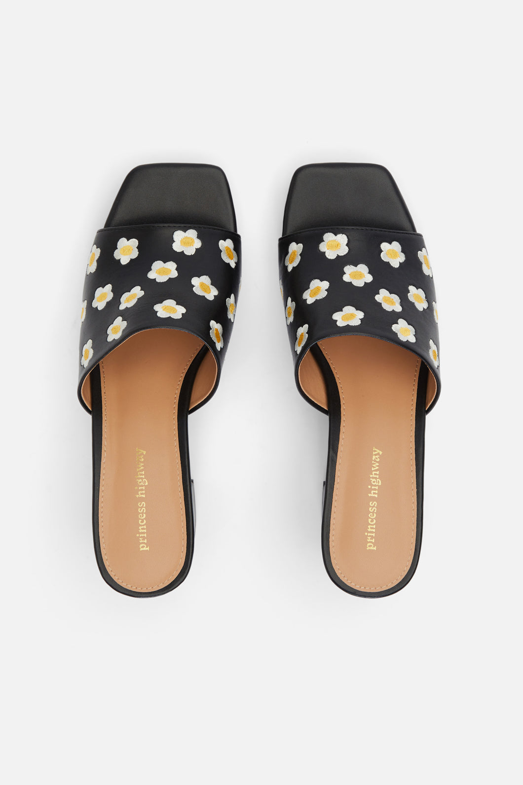 Princess Highway - Daisy Embroidered Slide - black