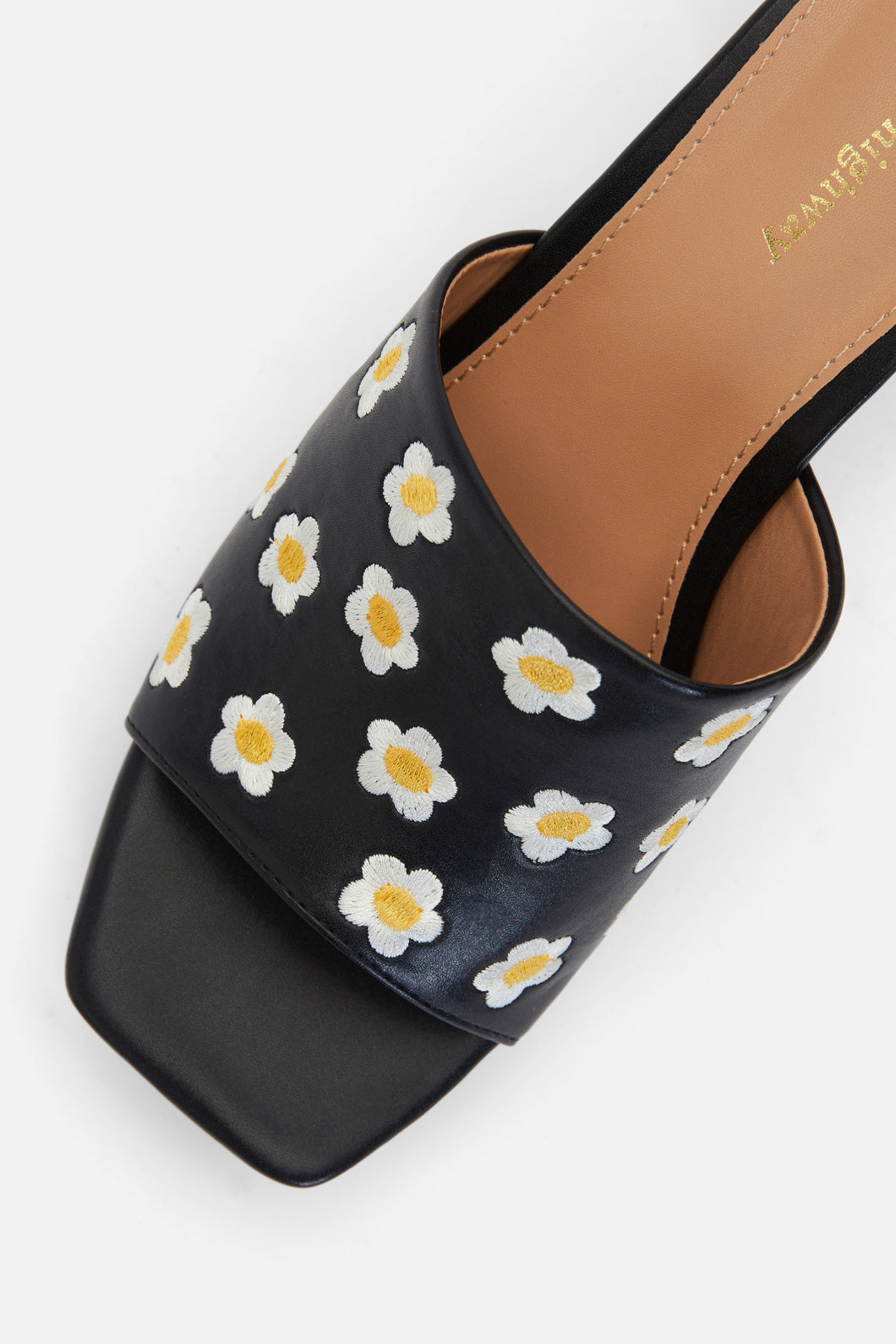 Princess Highway - Daisy Embroidered Slide - black