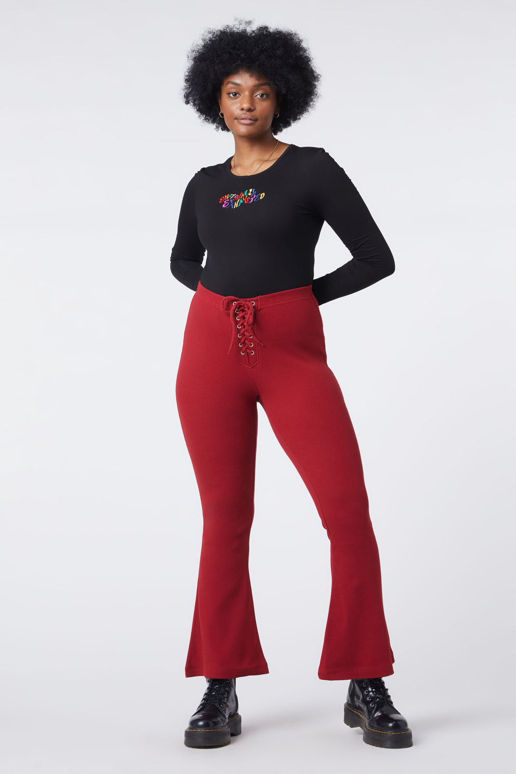 Red tight flared trousers | Genny